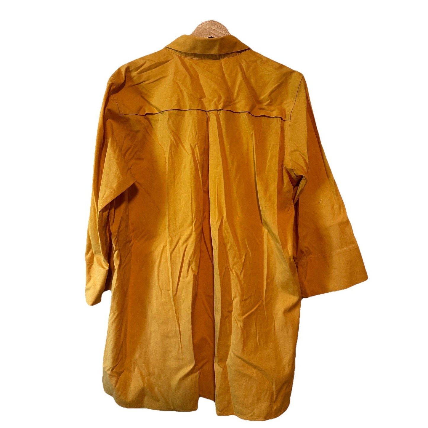 Foxcroft Non-Iron Stretch Shaped Fit Top Womens Sz 12 Mustard Yellow Officecore