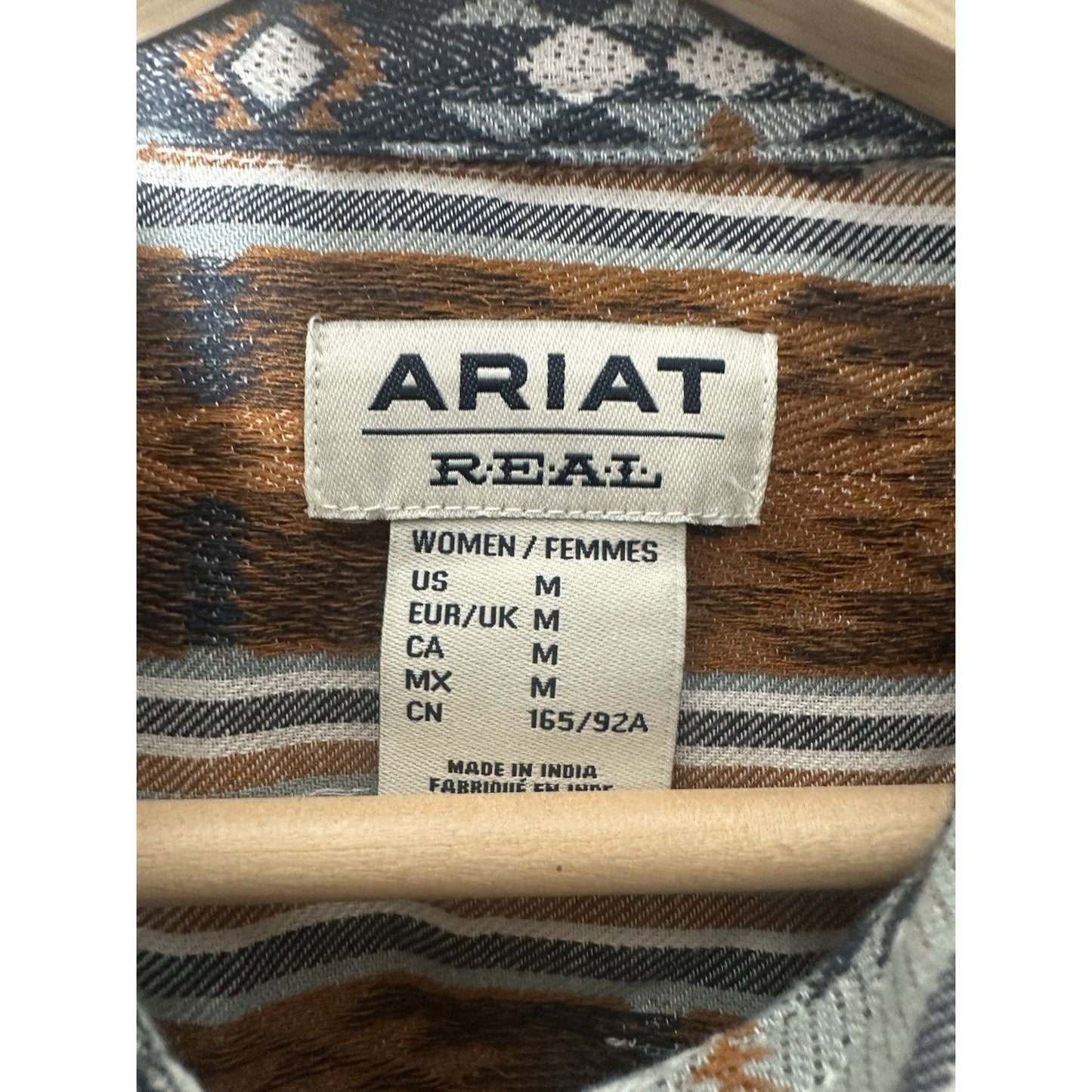 ARIAT REAL Women's Snap Button Front Shirt L/Sleeve Creekside Jacquard Sz M NWT