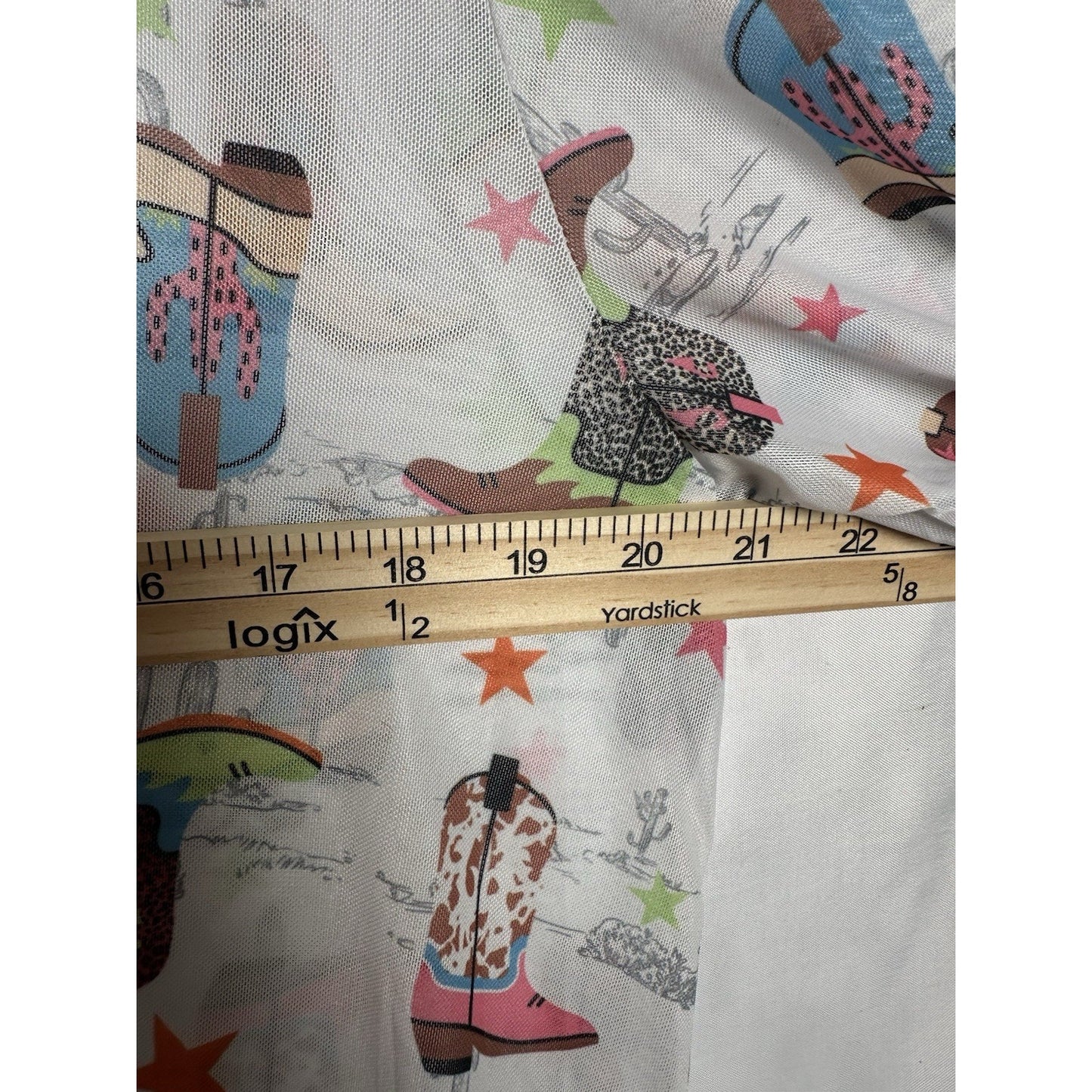 Southern Stitch Cowboy Boots Mesh Top Womens Sz L Western Cowgirlcore Sheer