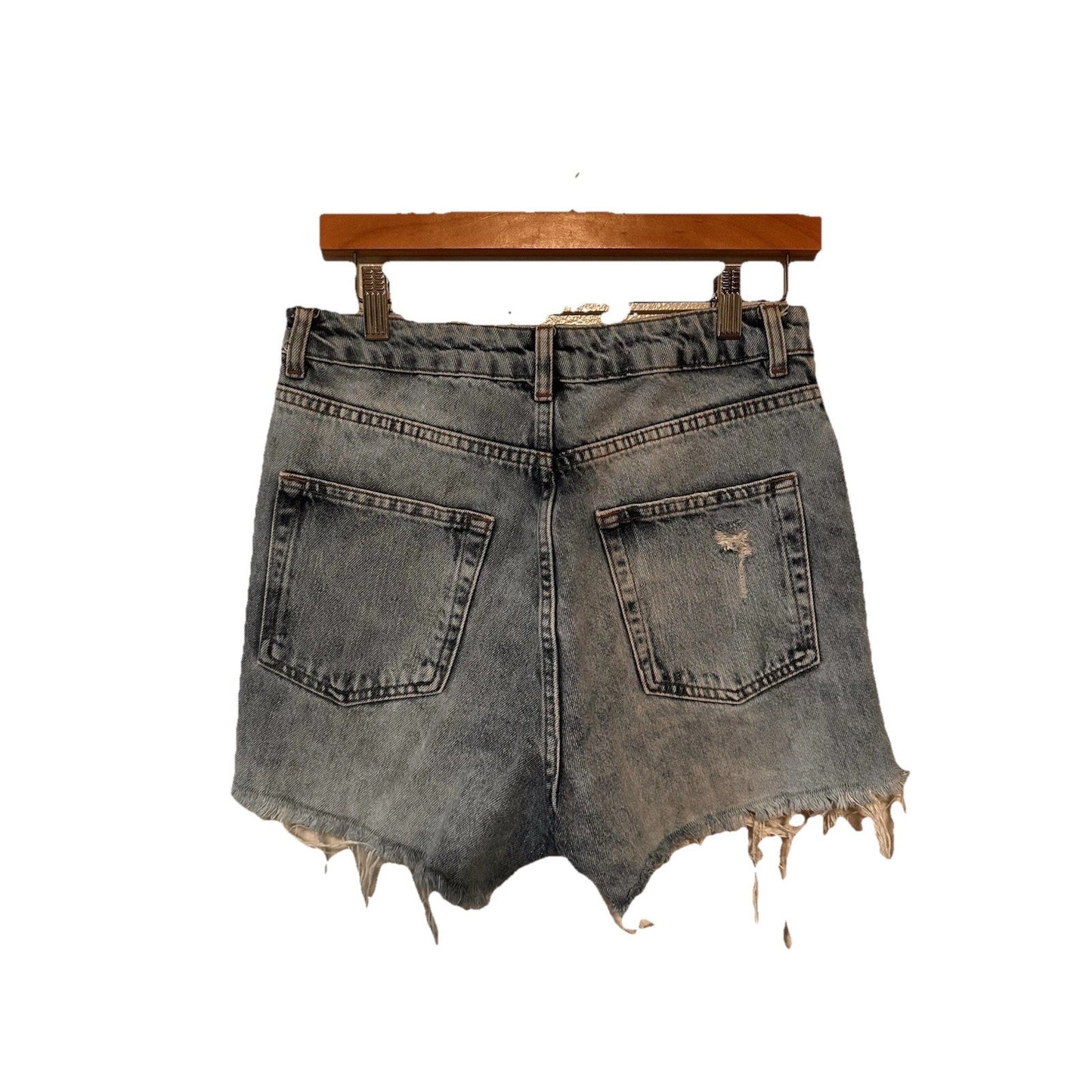 TopShop Mom Denim Shorts Womens Sz 6 Cut off Distressed Raw Hem High Rise Boho