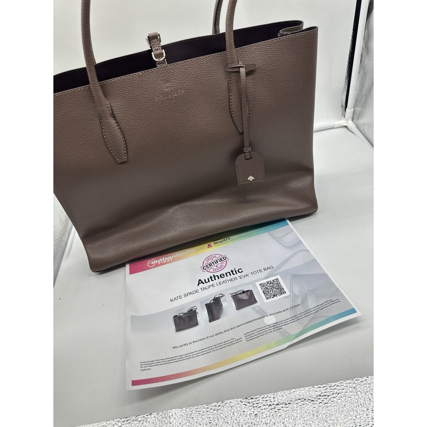 Kate Spade NY Eva Large Leather Tote Shoulder Bag Taupe Careercore ! Orig $449