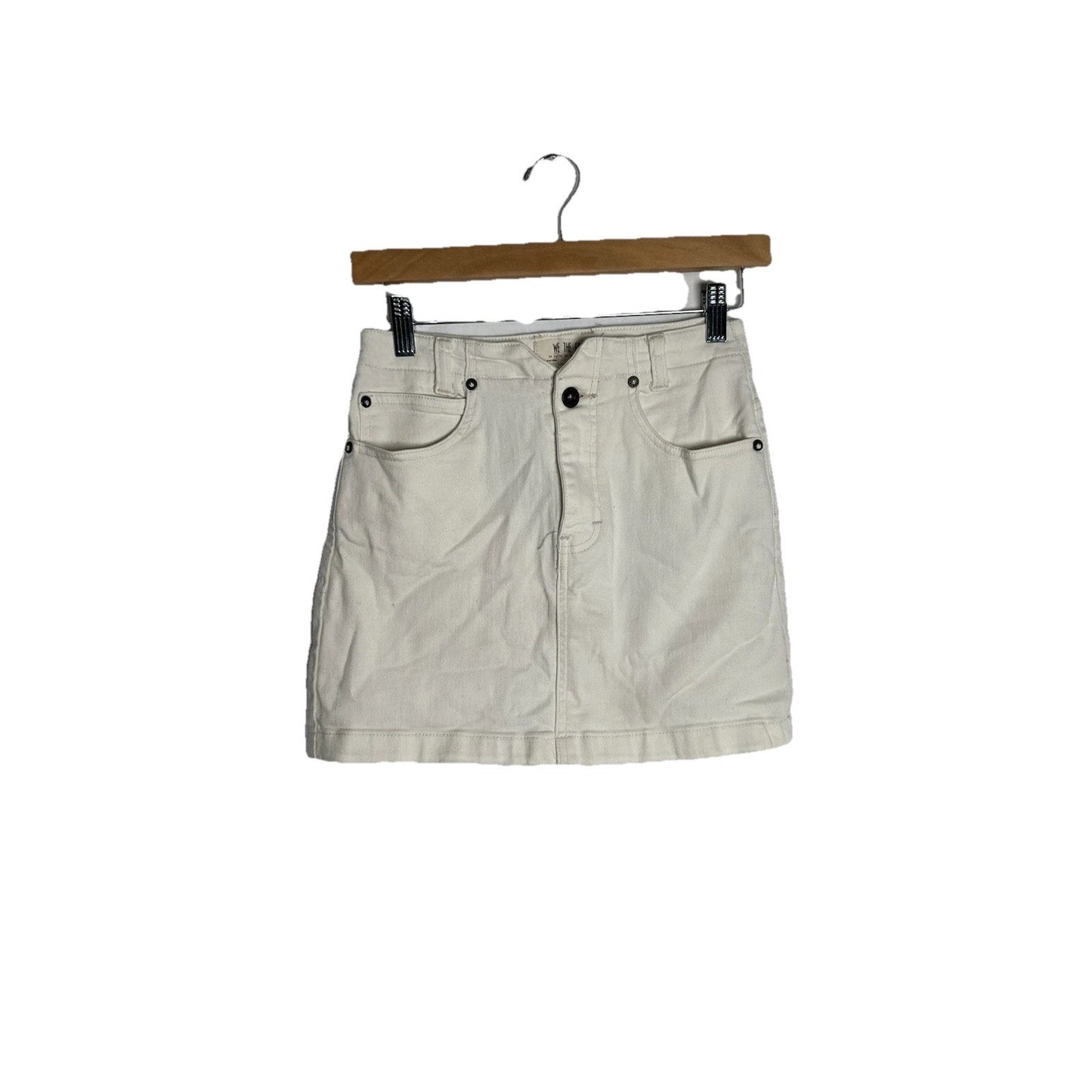We The Free People She’s All That Mini Skirt Cream White Denim Jean Women's 25