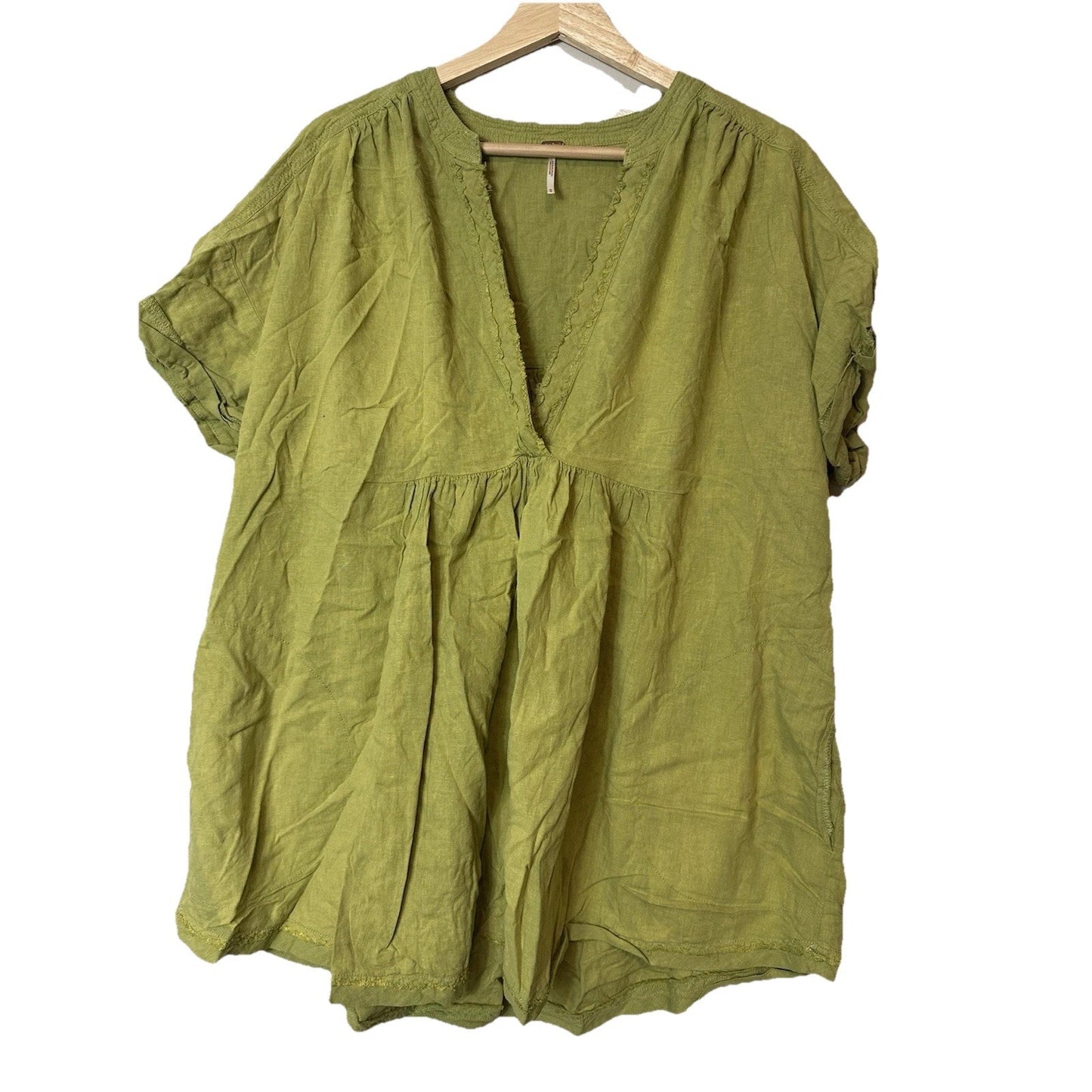 Free People Sugar Rush Babydoll Top Womens M V-Neck Oversized Flowy Hippie Boho