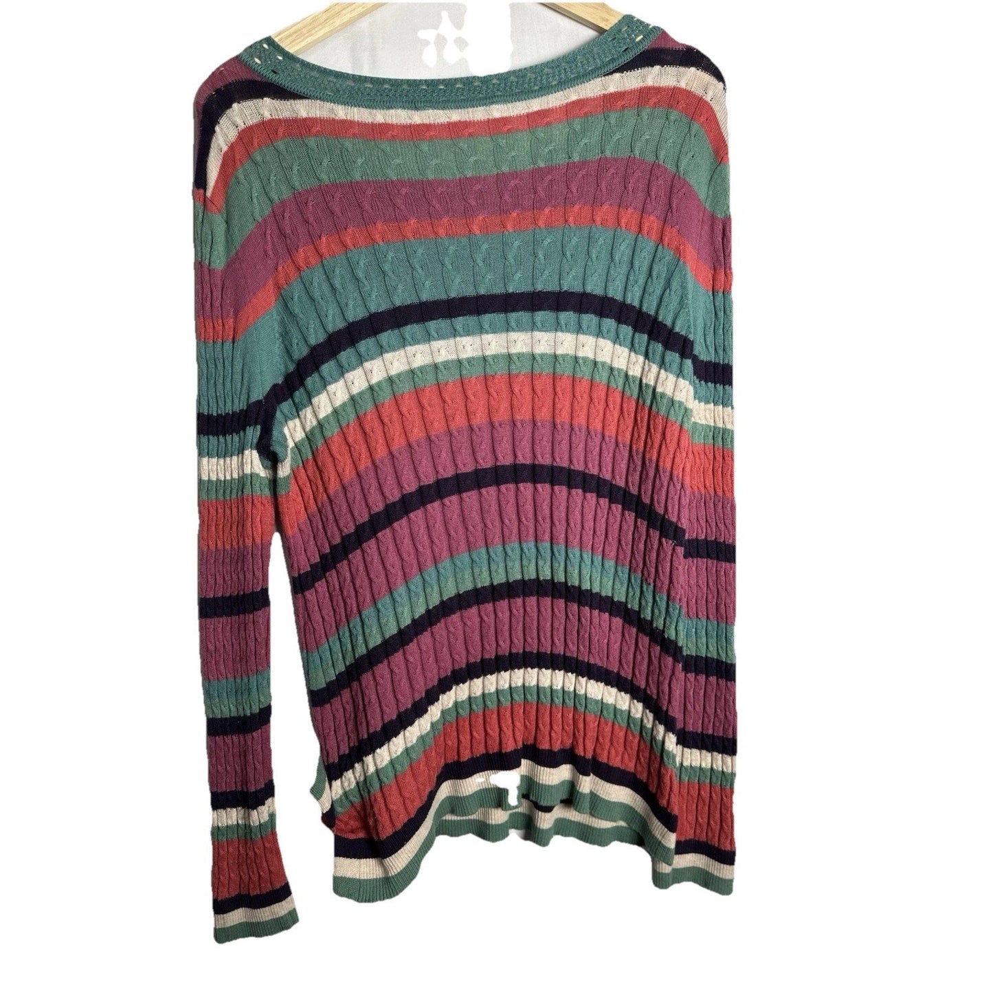Soft Surroundings Isidor Sweater Women M Silk Cashmere Blend Ribbed Cable Knit