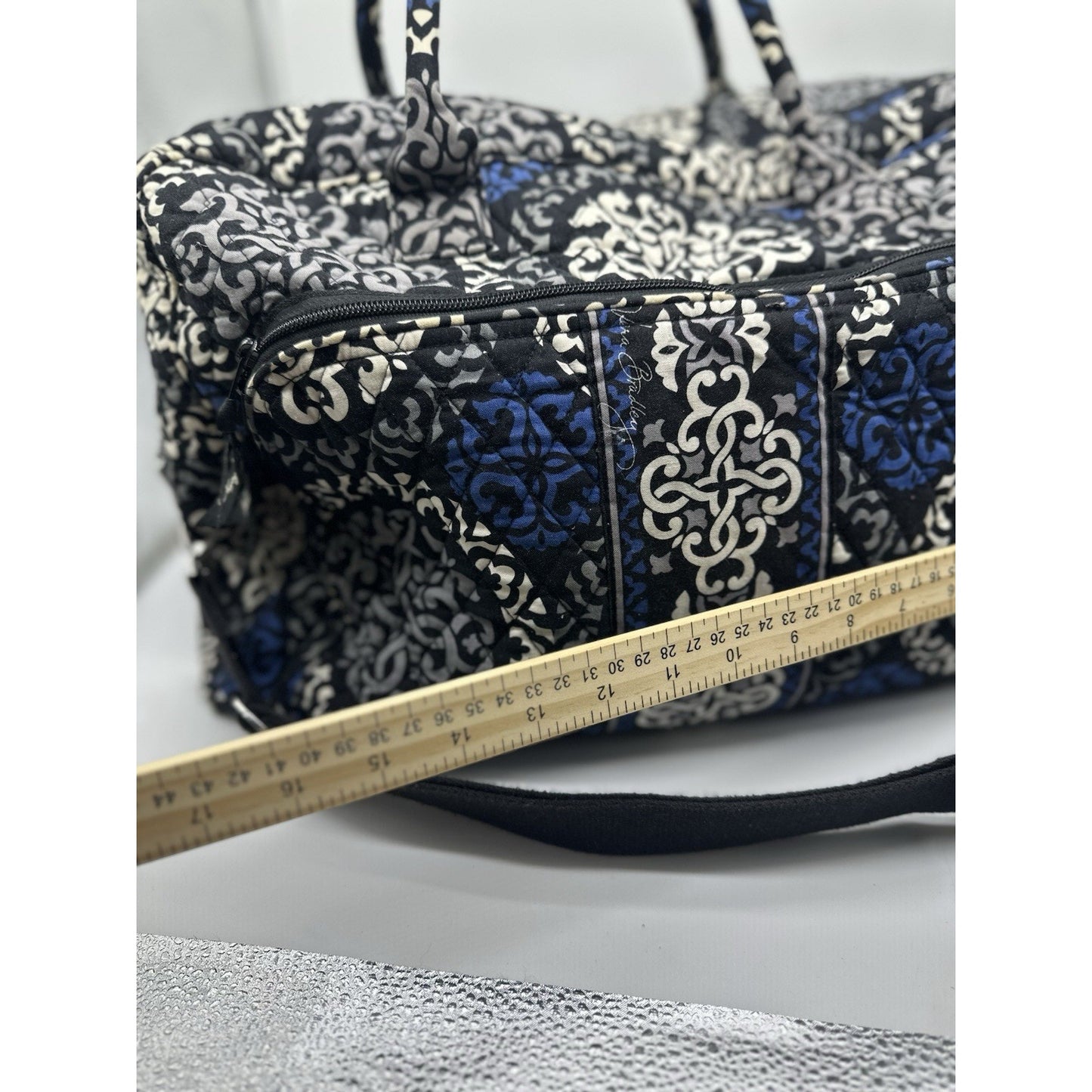 Vera Bradley Canterberry Cobalt Blue and Black Weekender Travel Large Bag