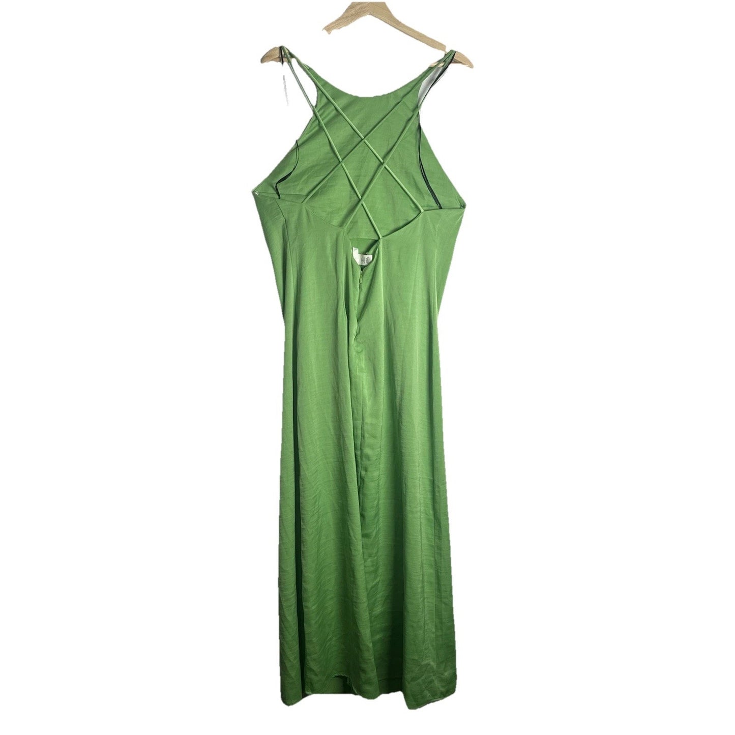 H.M. Brat Green Strappy Maxi Dress Womens Sz L Party Wedding Guest Event
