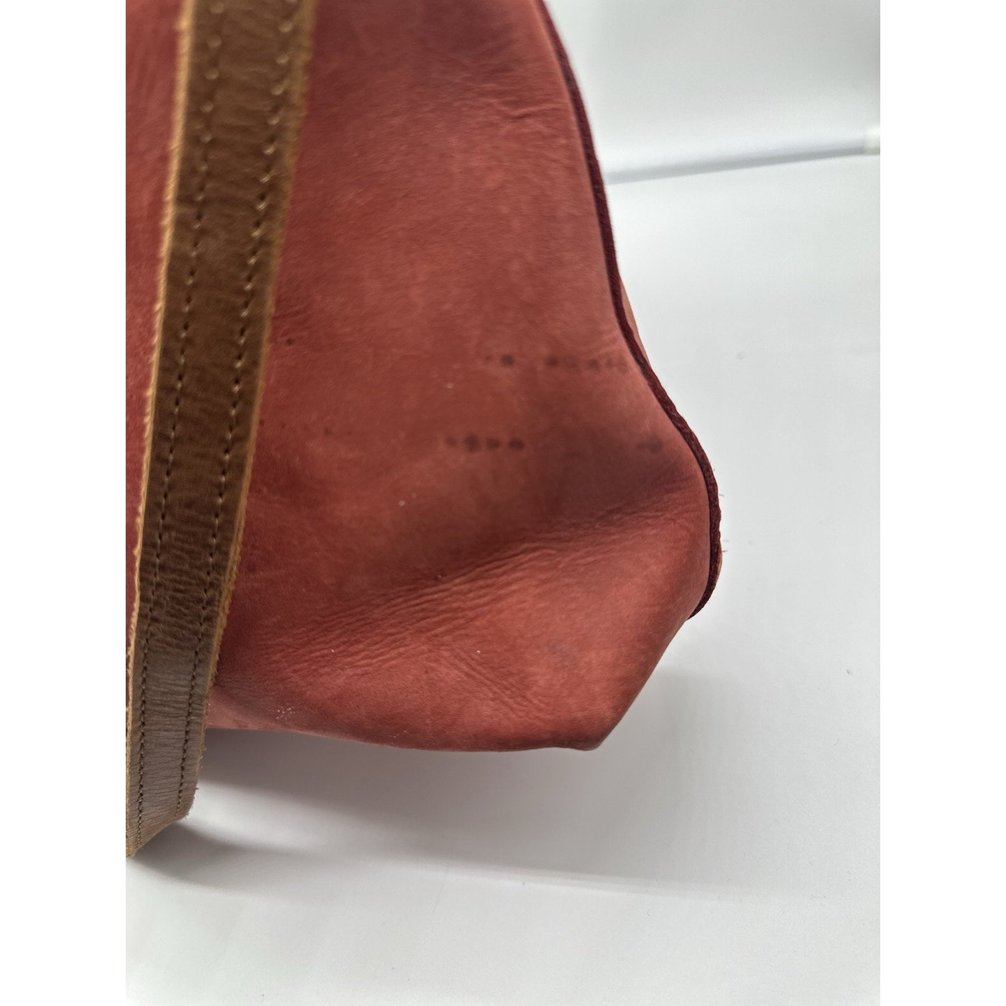Able Red Soft Leather minimalist top zip tote crossbody purse bag Handbag
