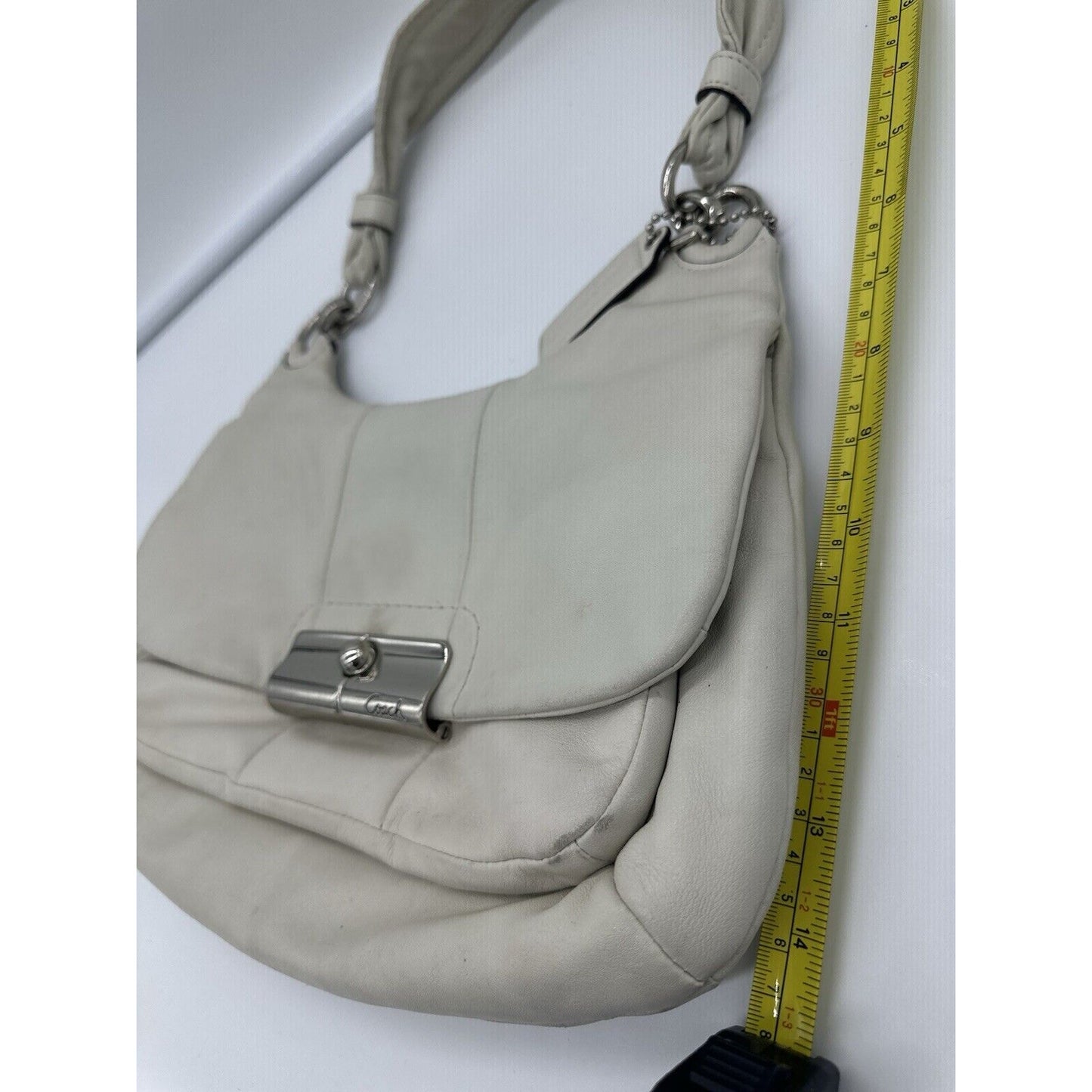 Authentic COACH One Shoulder Bag Hobo Purse 16931 Leather Off White 054100