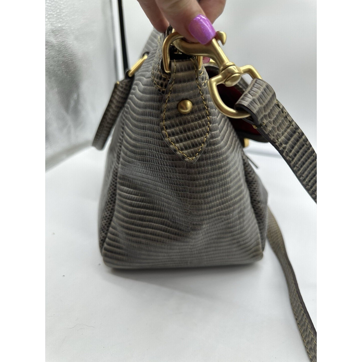 Vintage Dooney Bourke Genuine Santorini Lizard Leather Handbag Strap Lock
