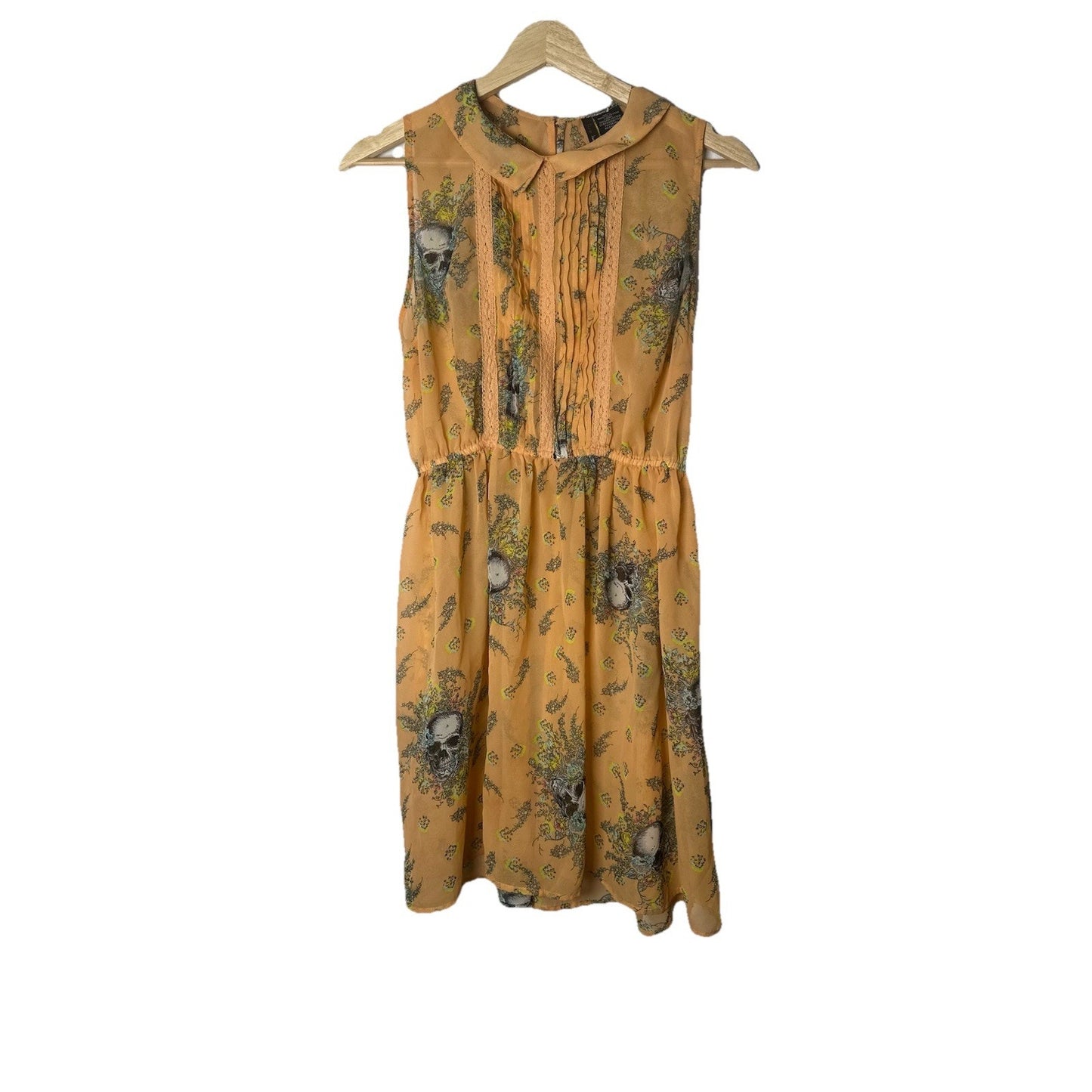 FIRE Los Angeles Skull Sheer Dress Womens Sz M Goth Emo Skater Elastic Waist