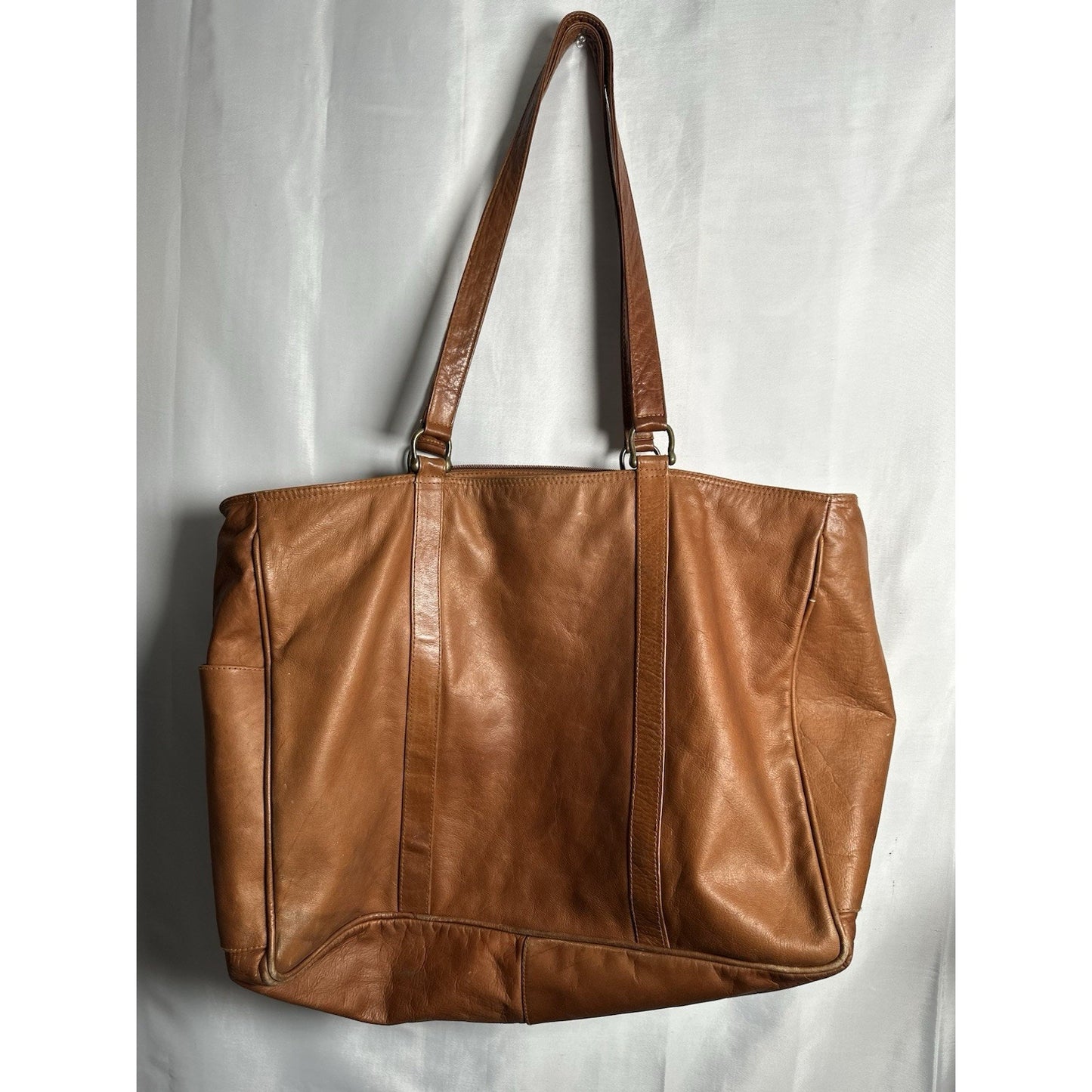 VINTAGE Geniune Leather Tote Bag Briefcase Carry On