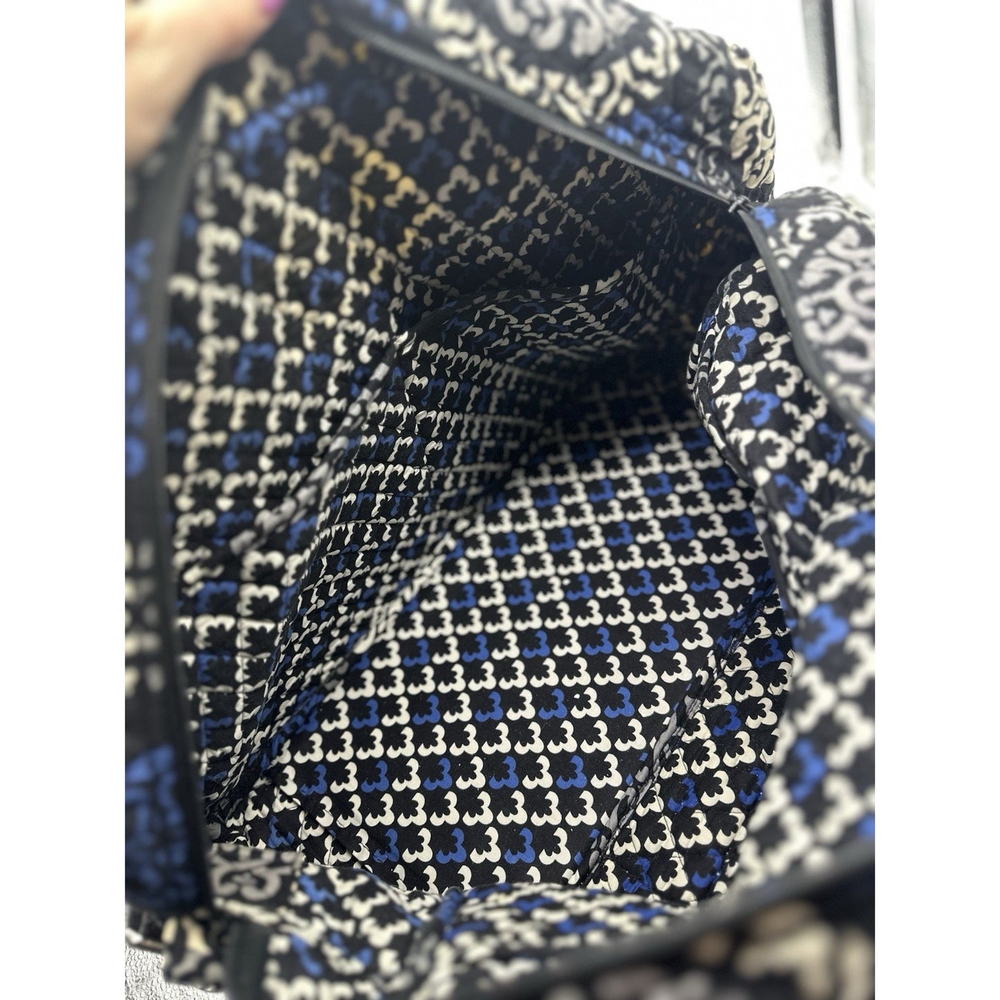 Vera Bradley Canterberry Cobalt Blue and Black Weekender Travel Large Bag