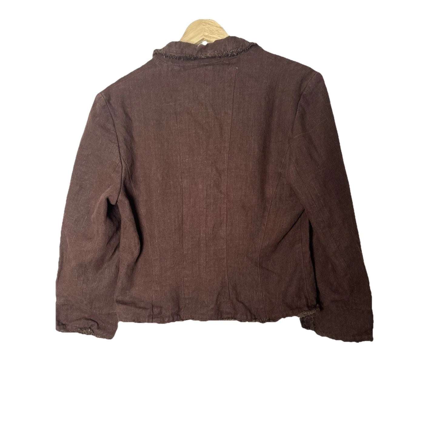 Vinage Harve Benard Linen Blazer Womens Sz 8 Chocolate Lightweight Bohemian Boho