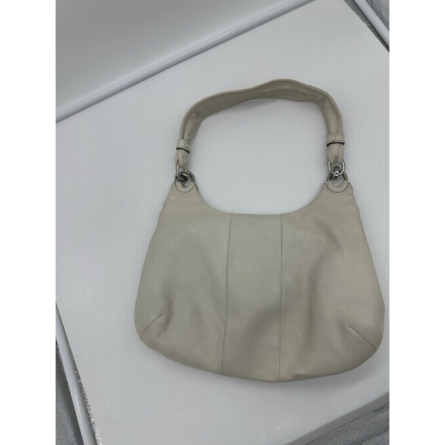 Authentic COACH One Shoulder Bag Hobo Purse 16931 Leather Off White 054100