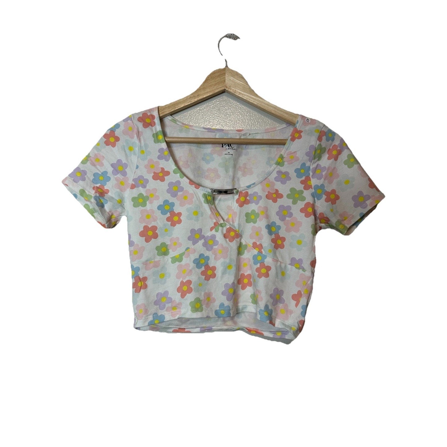 Pacsun PacCares Majave Hardware Crop Top Womens M Cutout Pony Bead Floral