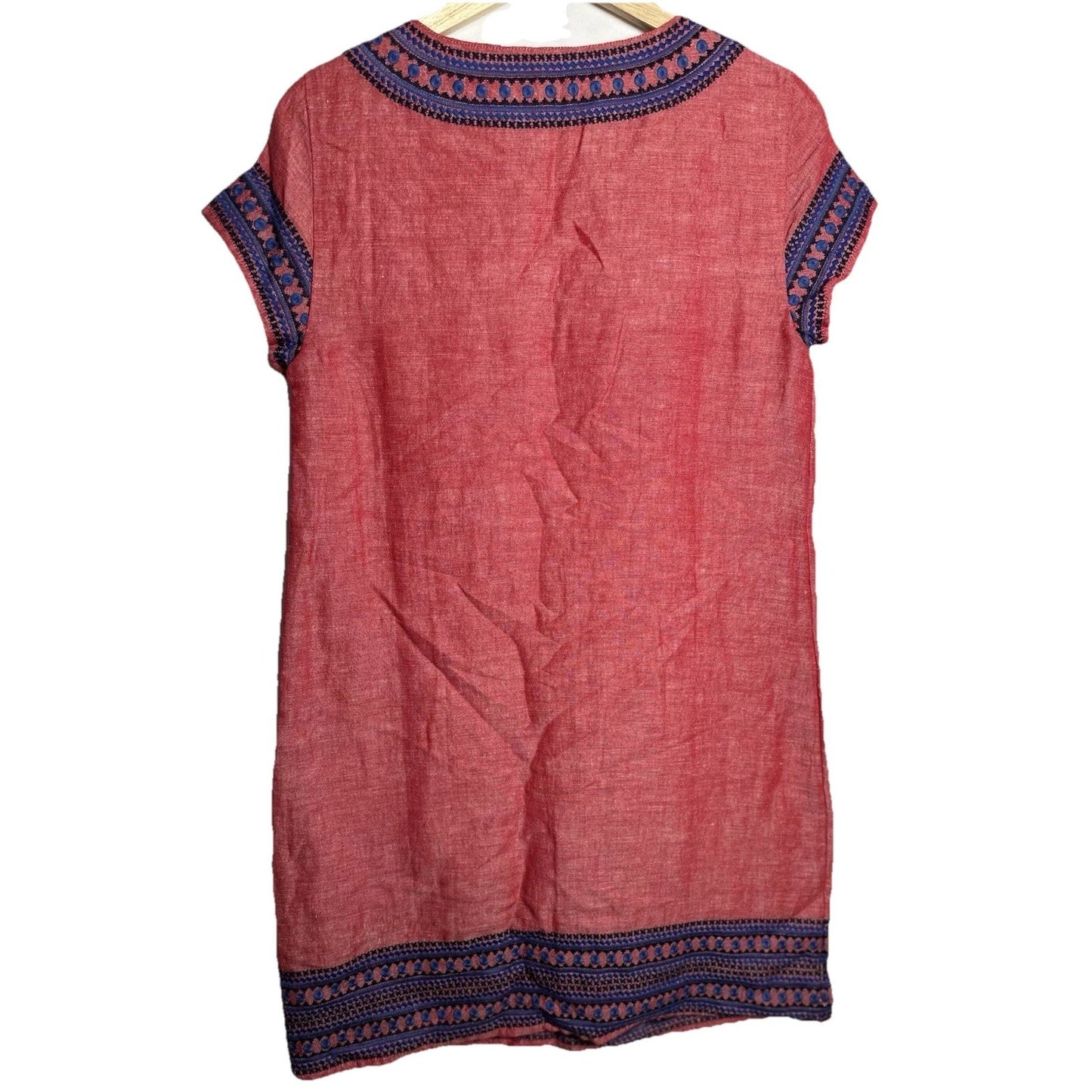 Vineyard Vines Linen Sheath Dress Womens Sz 4 Embroidered boho Hippy Bohemian
