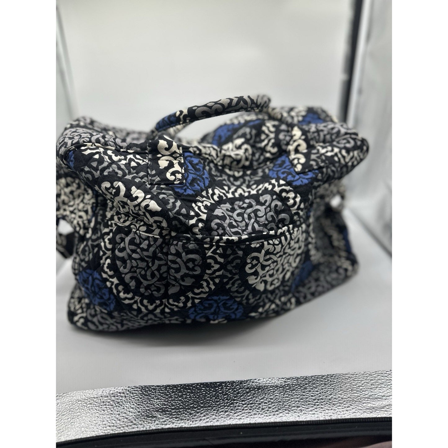 Vera Bradley Canterberry Cobalt Blue and Black Weekender Travel Large Bag