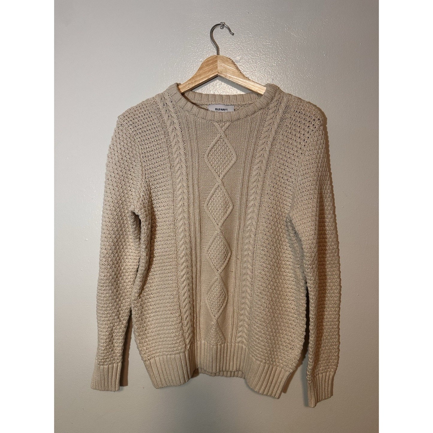 Old Navy Cable Knit Sweater Womens Sz S Fishermen Chunky Oatmeal Fall Pictures