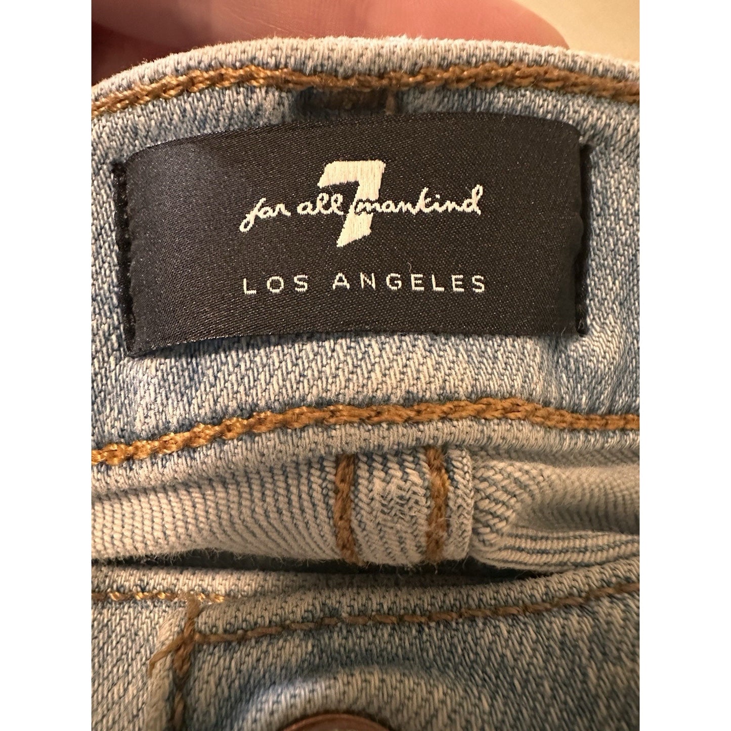 7 For All Mankind Rolled Hem Shorts Womens Sz 24 Light Wash Beachy High Rise