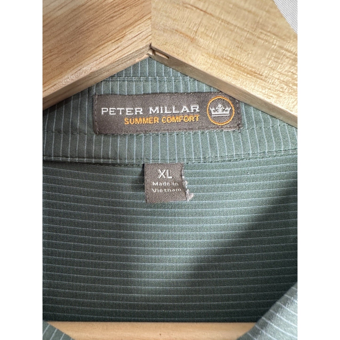 Peter Millar Polo Summer Comfort Mens Sz XL Golfcore Pinstriped Embroidered