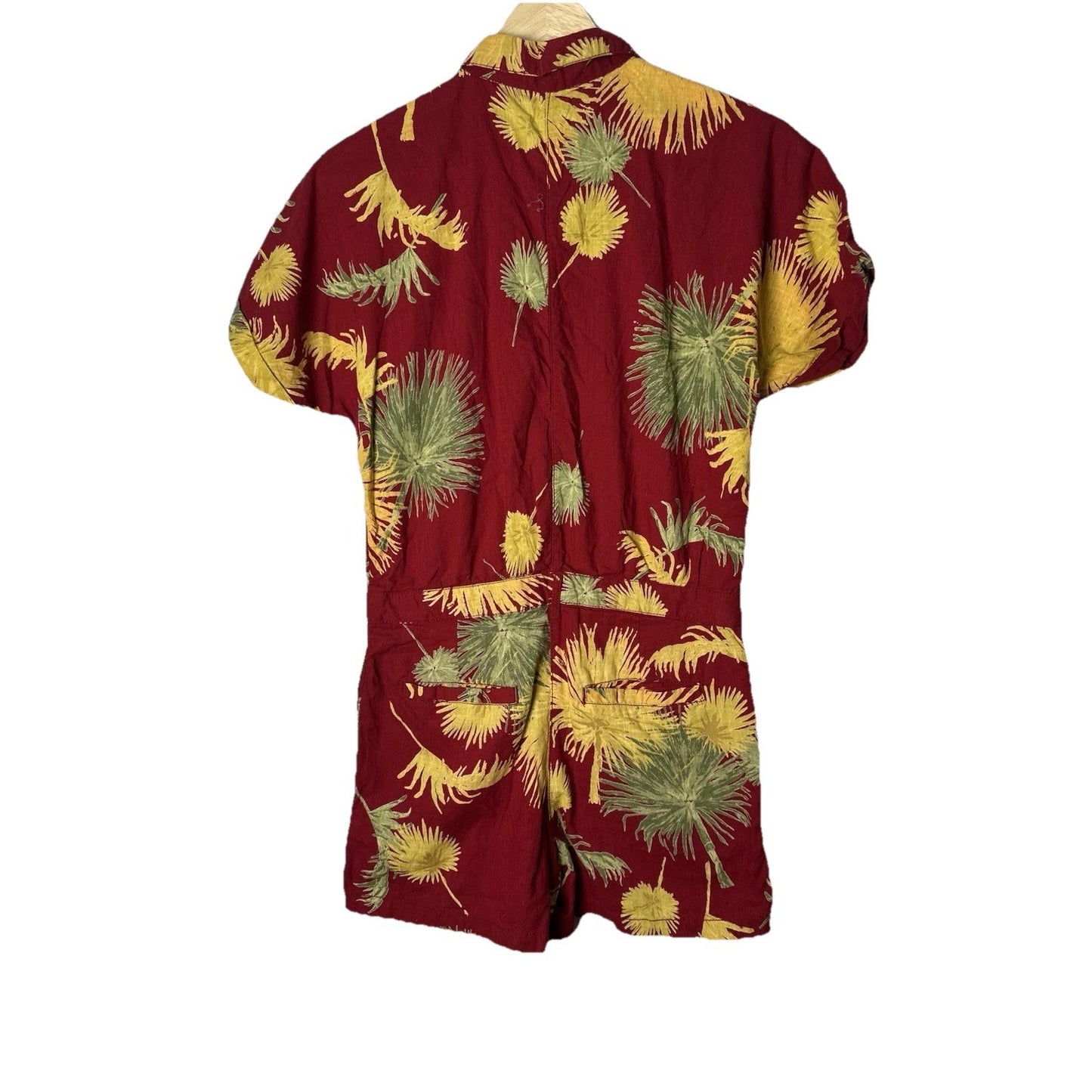 Free People 100% Cotton Romper Womens Sz XS Oversized Pockets Tropical Vacay