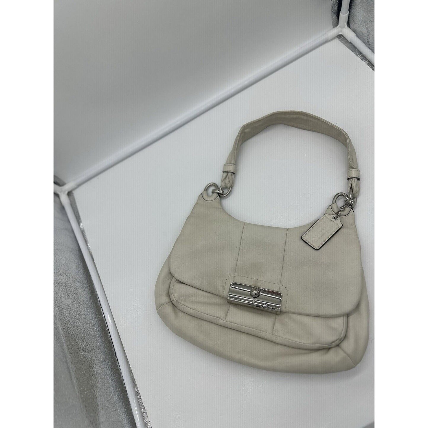 Authentic COACH One Shoulder Bag Hobo Purse 16931 Leather Off White 054100