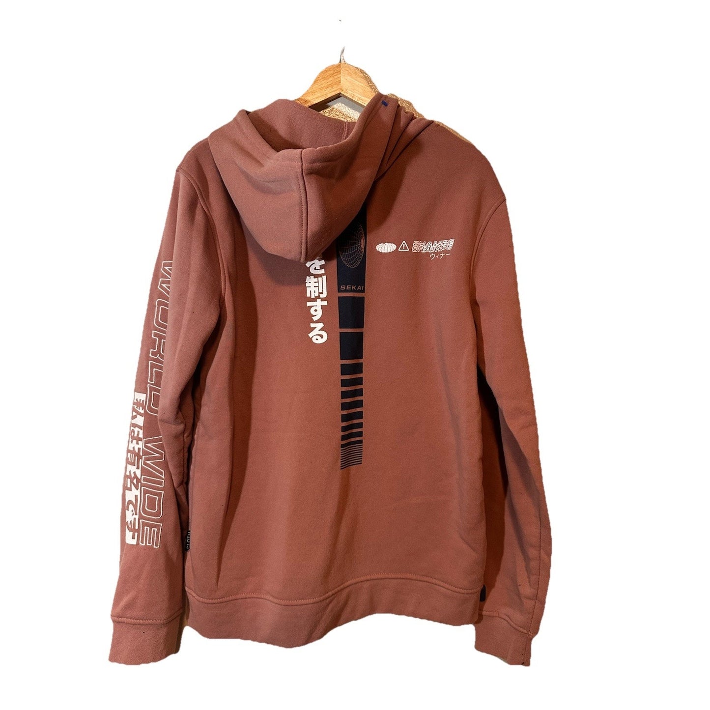 Brooklyn Cloth Hoodie Womens Sz M Front Back Graphic Layers NY Pullover