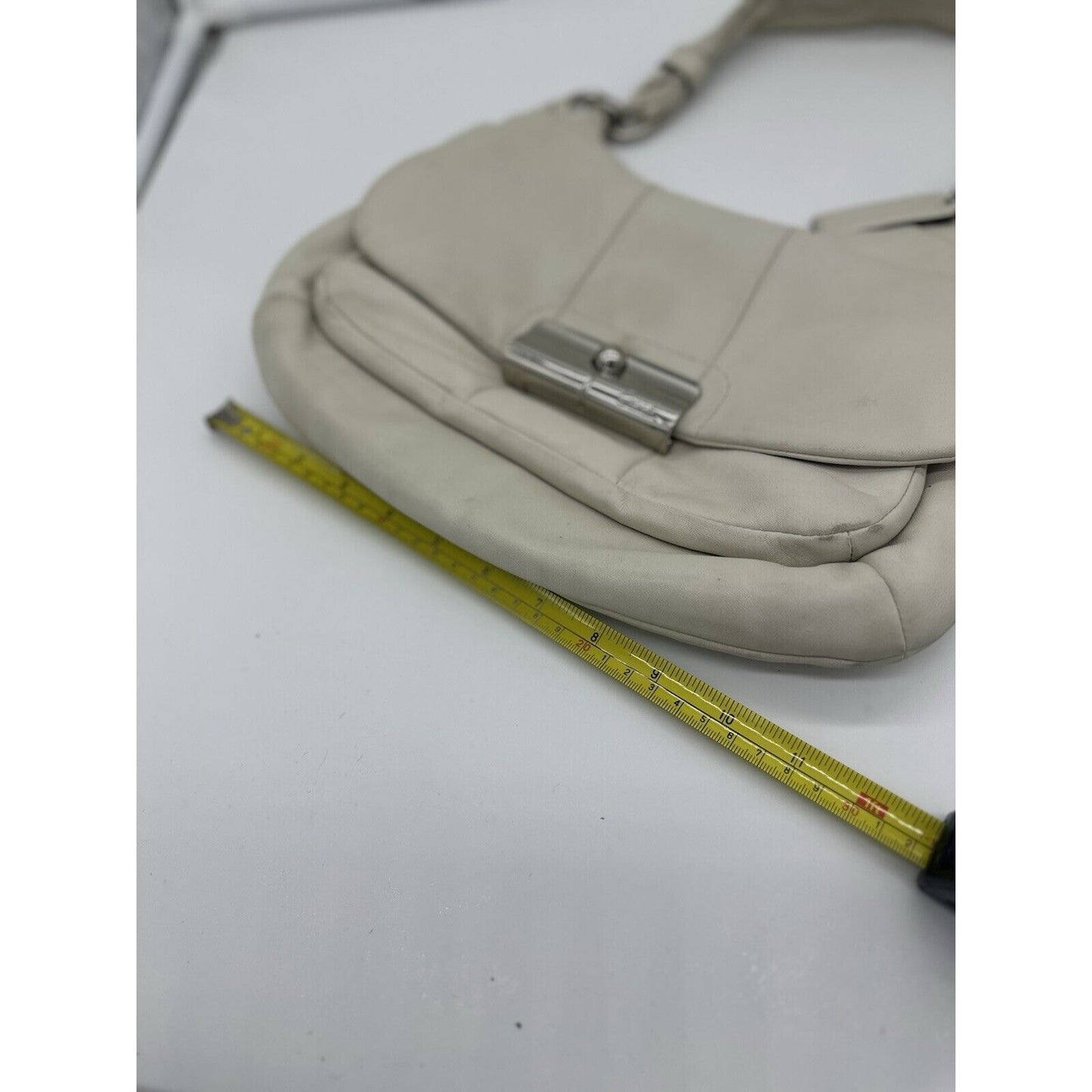 Authentic COACH One Shoulder Bag Hobo Purse 16931 Leather Off White 054100