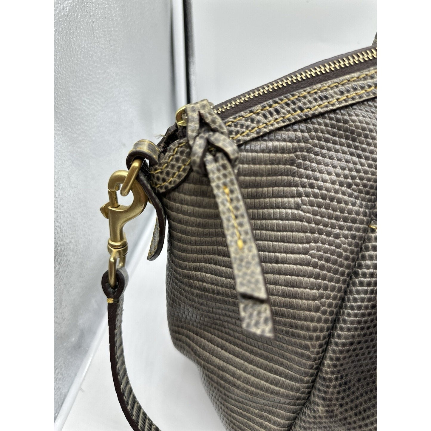 Vintage Dooney Bourke Genuine Santorini Lizard Leather Handbag Strap Lock