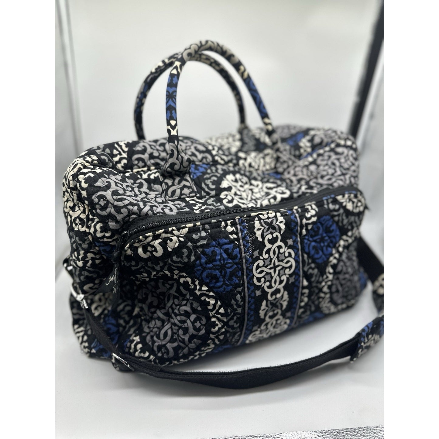 Vera Bradley Canterberry Cobalt Blue and Black Weekender Travel Large Bag