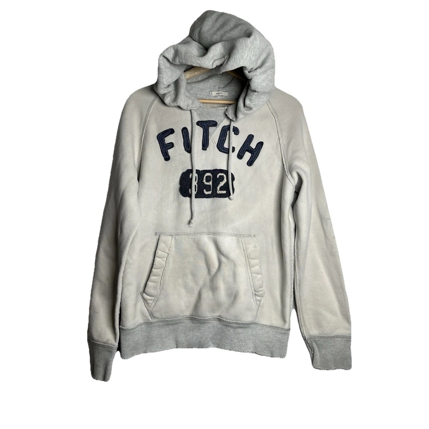 Abercrombie & Fitch Distressed Hoodie Mens Sz S Spellout Y2K Embroidered Logo