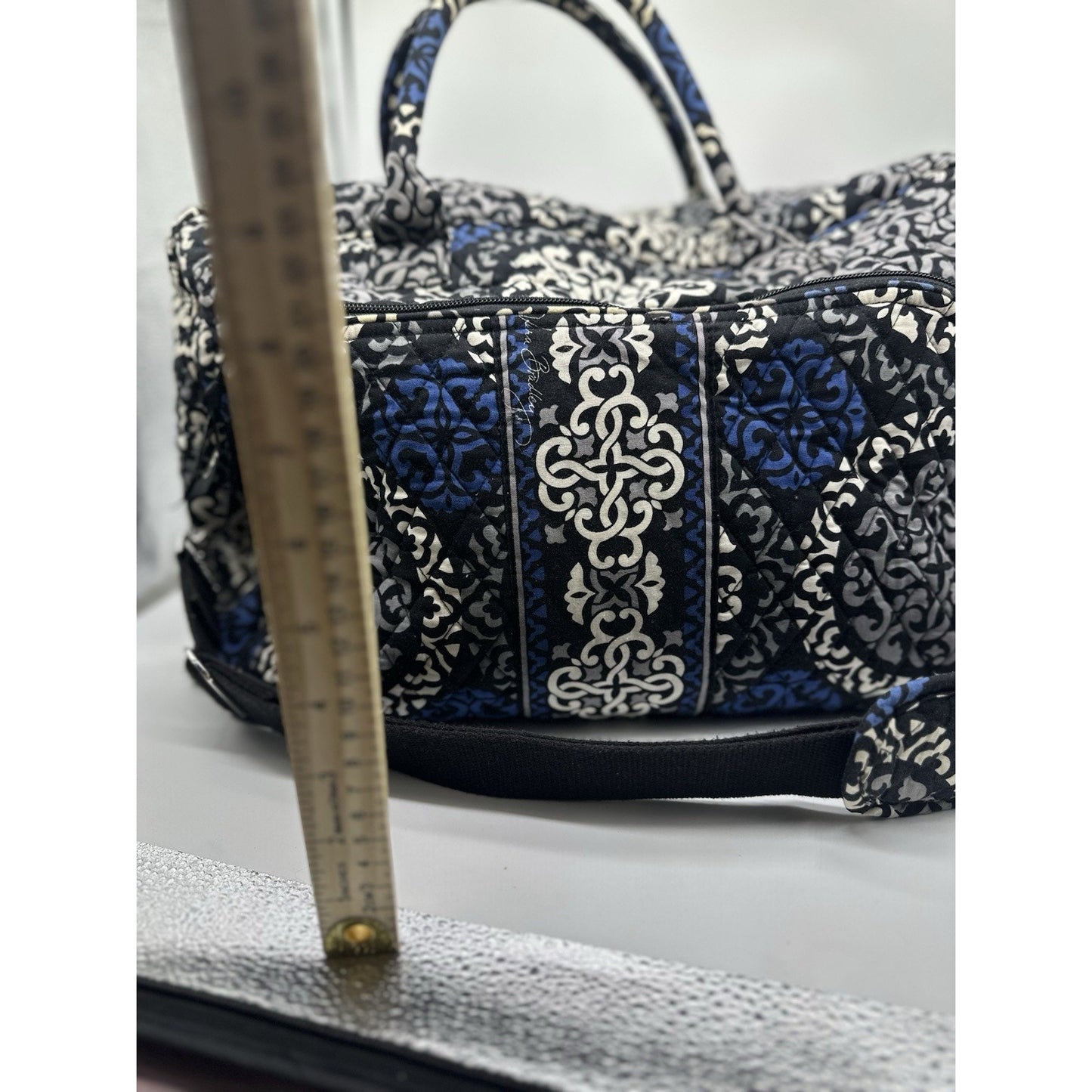 Vera Bradley Canterberry Cobalt Blue and Black Weekender Travel Large Bag