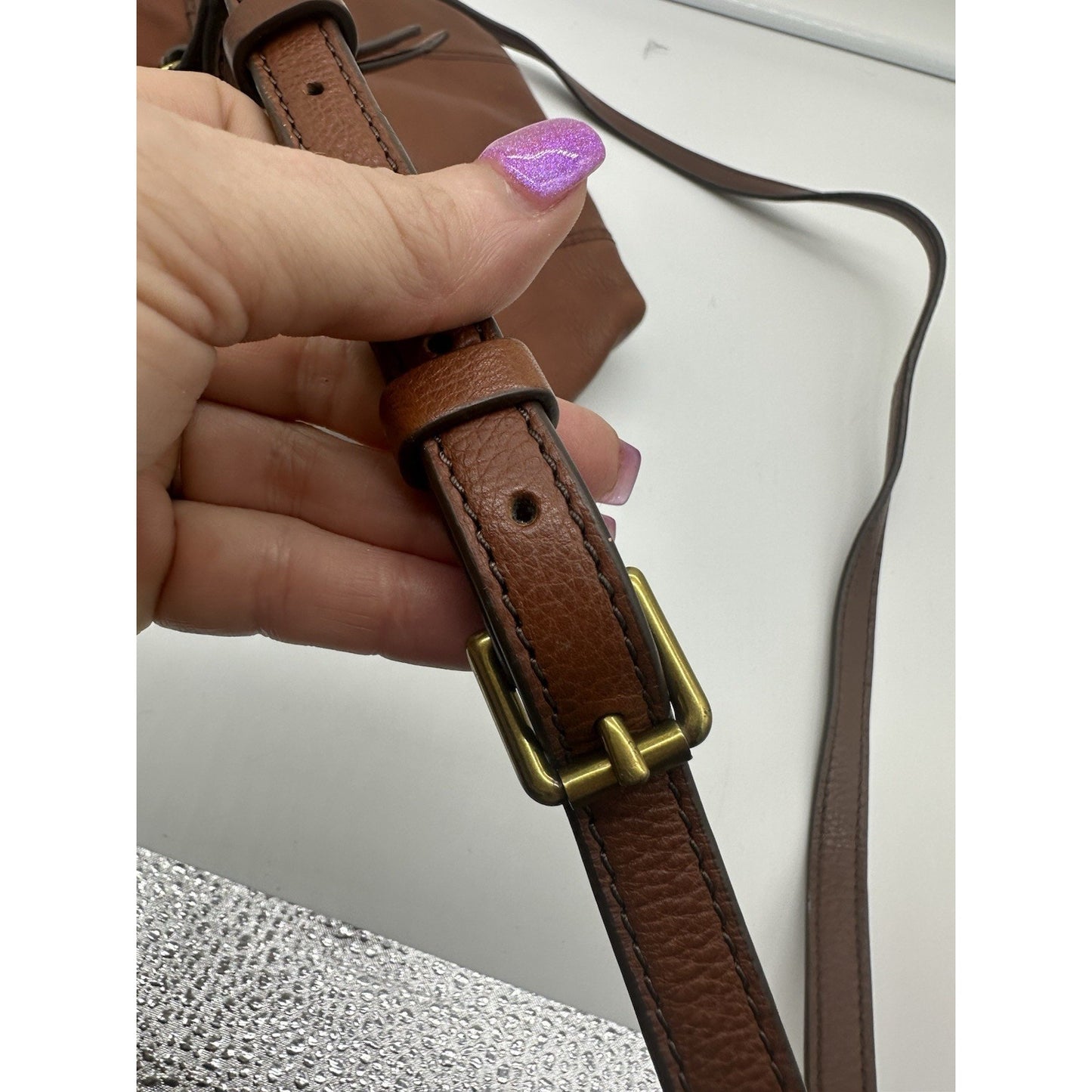 Vintage Fossil JORI Brown Pebble Leather Crossbody Bag Shoulder Y2K 90s $168
