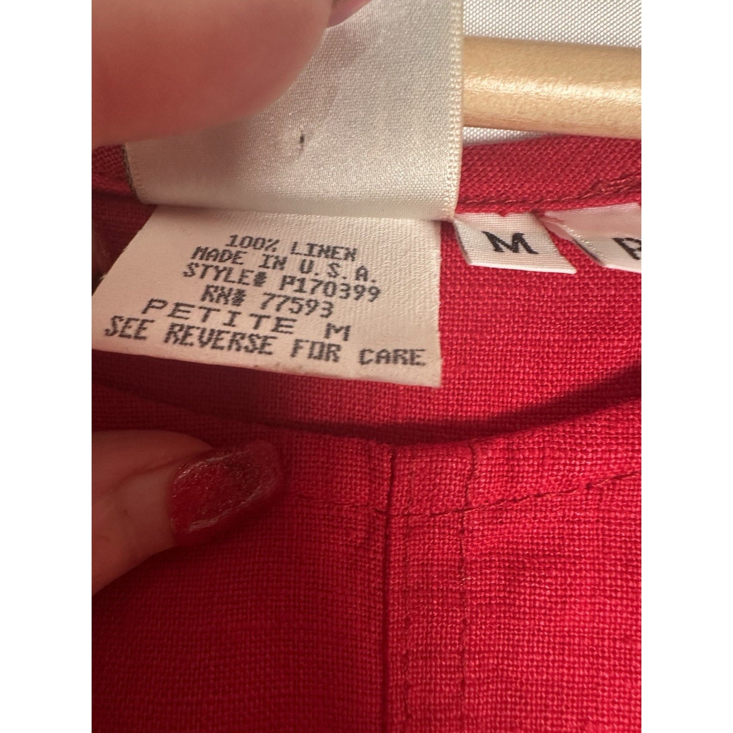 Match Linen Women's Sz M Petite Lightweight Lagenlook Boxy Pockets Red midi