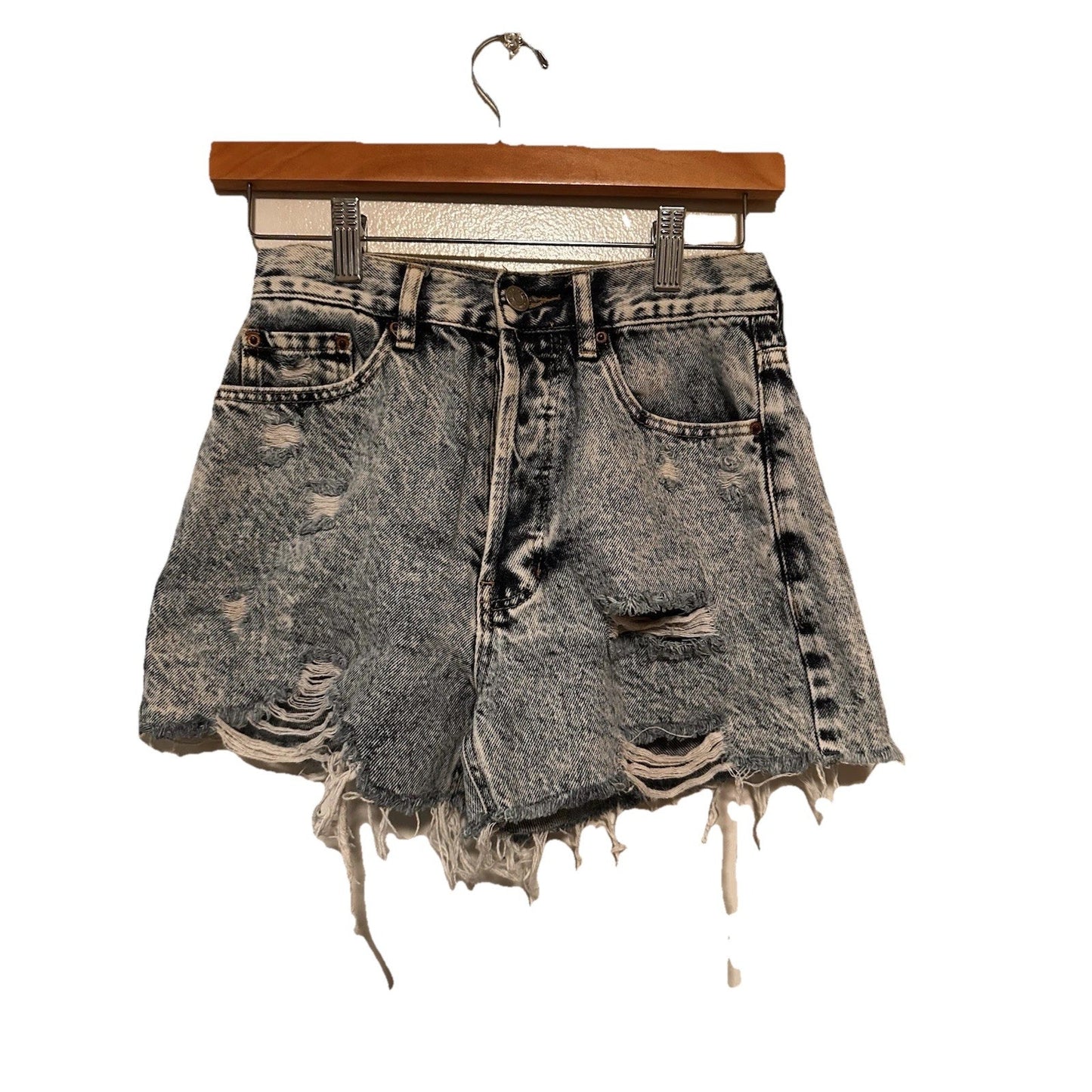 Pacsun Vintage Ultra High Rise Womens Sz 24 Destroyed Distressed Raw Hem Boho