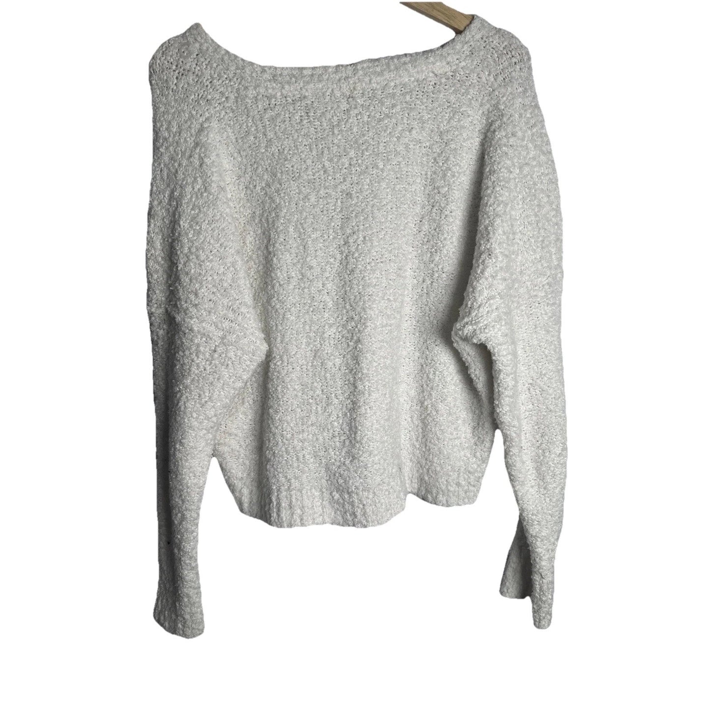 Free People Theo V-Neck Cream Sweater Womens Sz XS Chunky Oversized Cozy Comfort