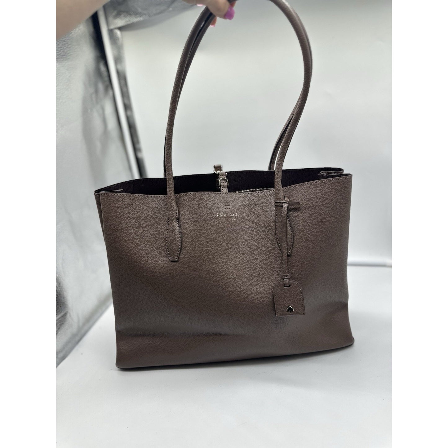 Kate Spade NY Eva Large Leather Tote Shoulder Bag Taupe Careercore ! Orig $449