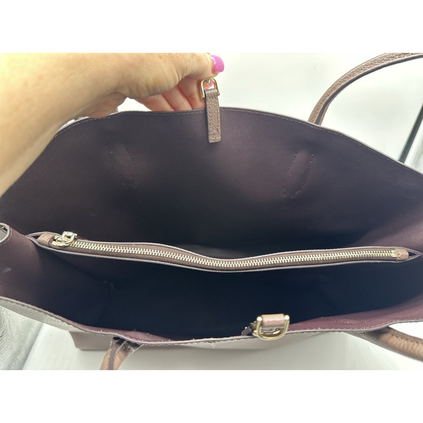 Kate Spade NY Eva Large Leather Tote Shoulder Bag Taupe Careercore ! Orig $449