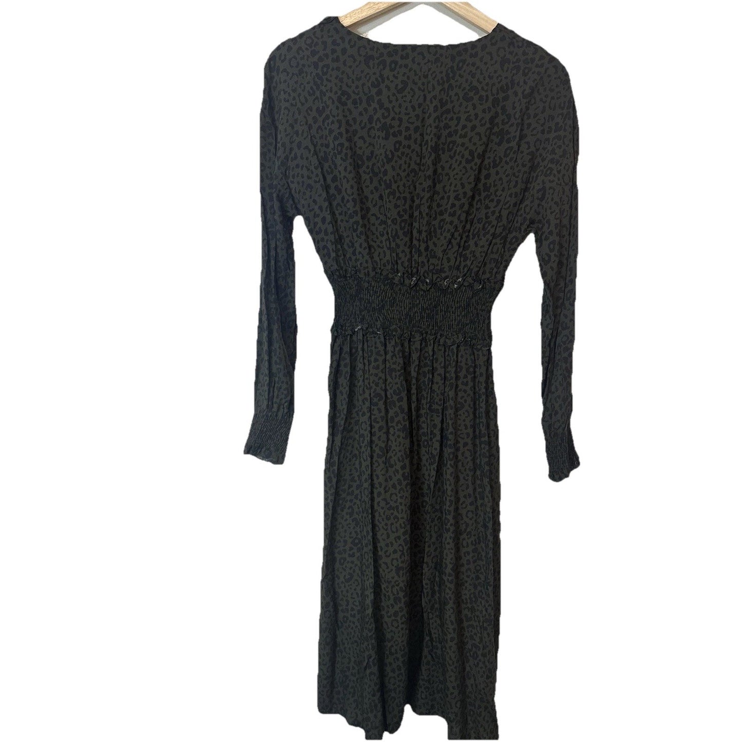 Zara Denim Empire Waist Dress Womens S Animal Print Careerwear Leopard Cheetah
