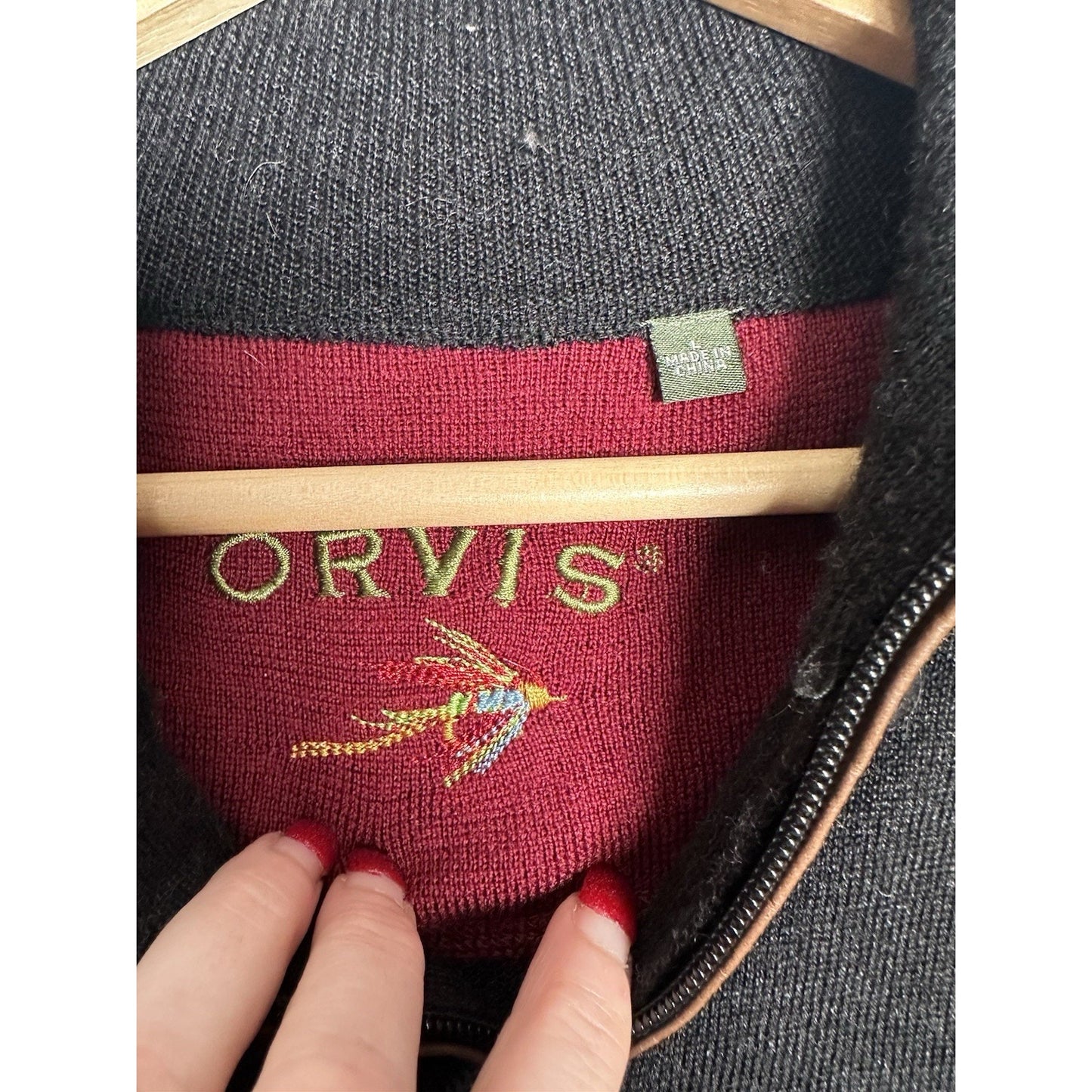 Orvis Merino Wool Pullover 1/4 Sweater Pullover Mens sz L Outdoors Cozy Warm