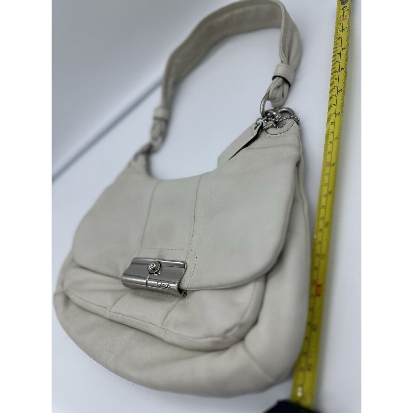 Authentic COACH One Shoulder Bag Hobo Purse 16931 Leather Off White 054100