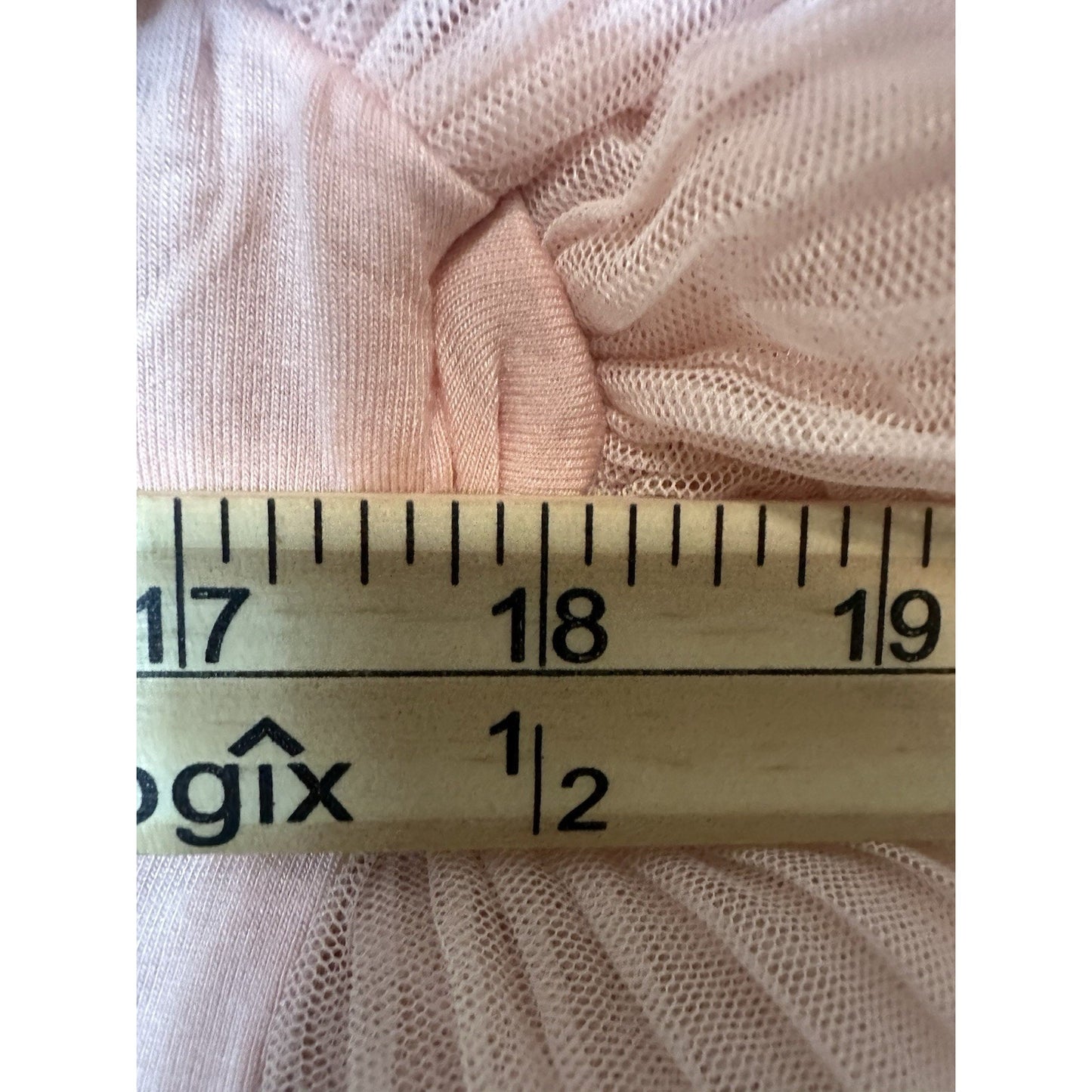 Marc New York Tulle Sleeved Womens Sz XS Faux Pearl Preppy Powder Pink Coquette