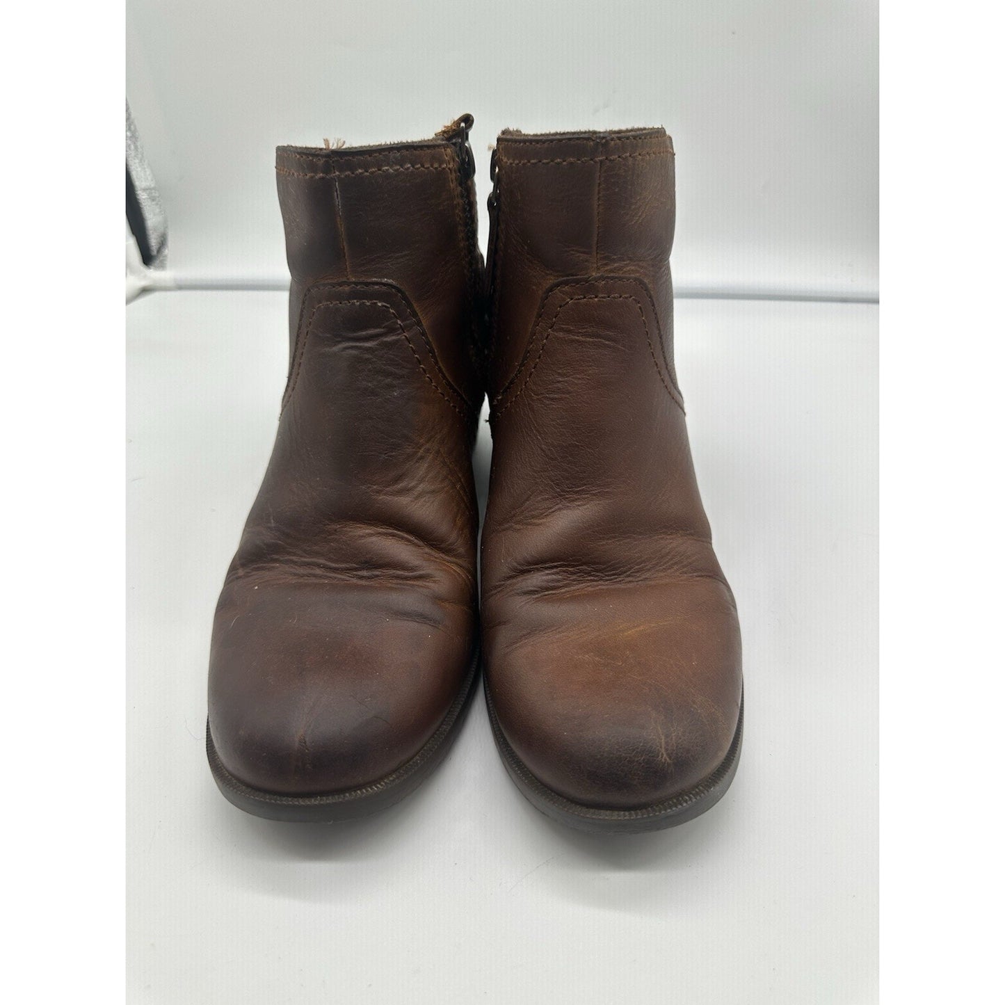 Teva Womens Leather Ankle Side Zip Boots Cognac Size 9.5 Western Southwestern