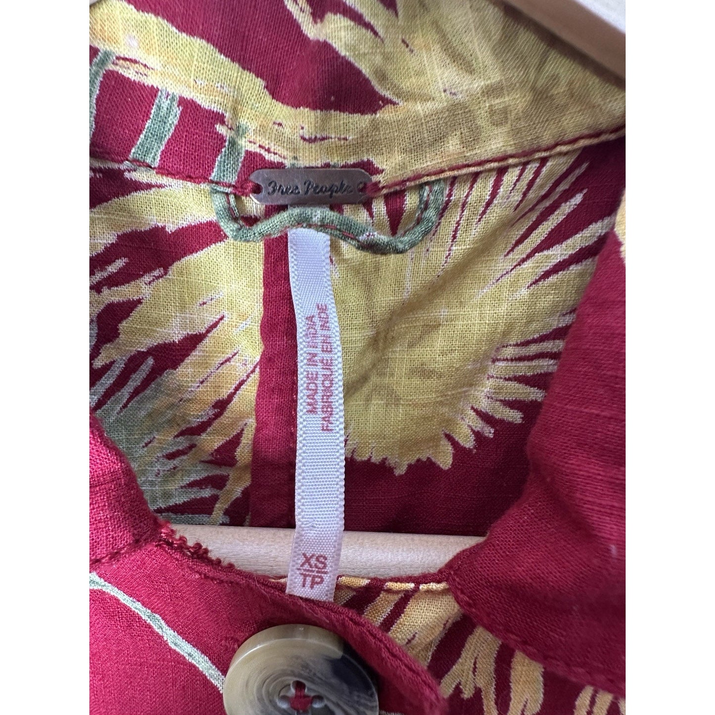 Free People 100% Cotton Romper Womens Sz XS Oversized Pockets Tropical Vacay