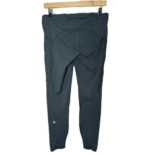 Lululemon Cropped Leggings Womens Sz 10 Green Athletic Athliesure Yoga Running