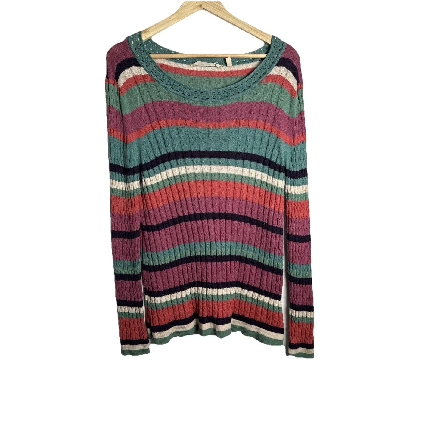 Soft Surroundings Isidor Sweater Women M Silk Cashmere Blend Ribbed Cable Knit