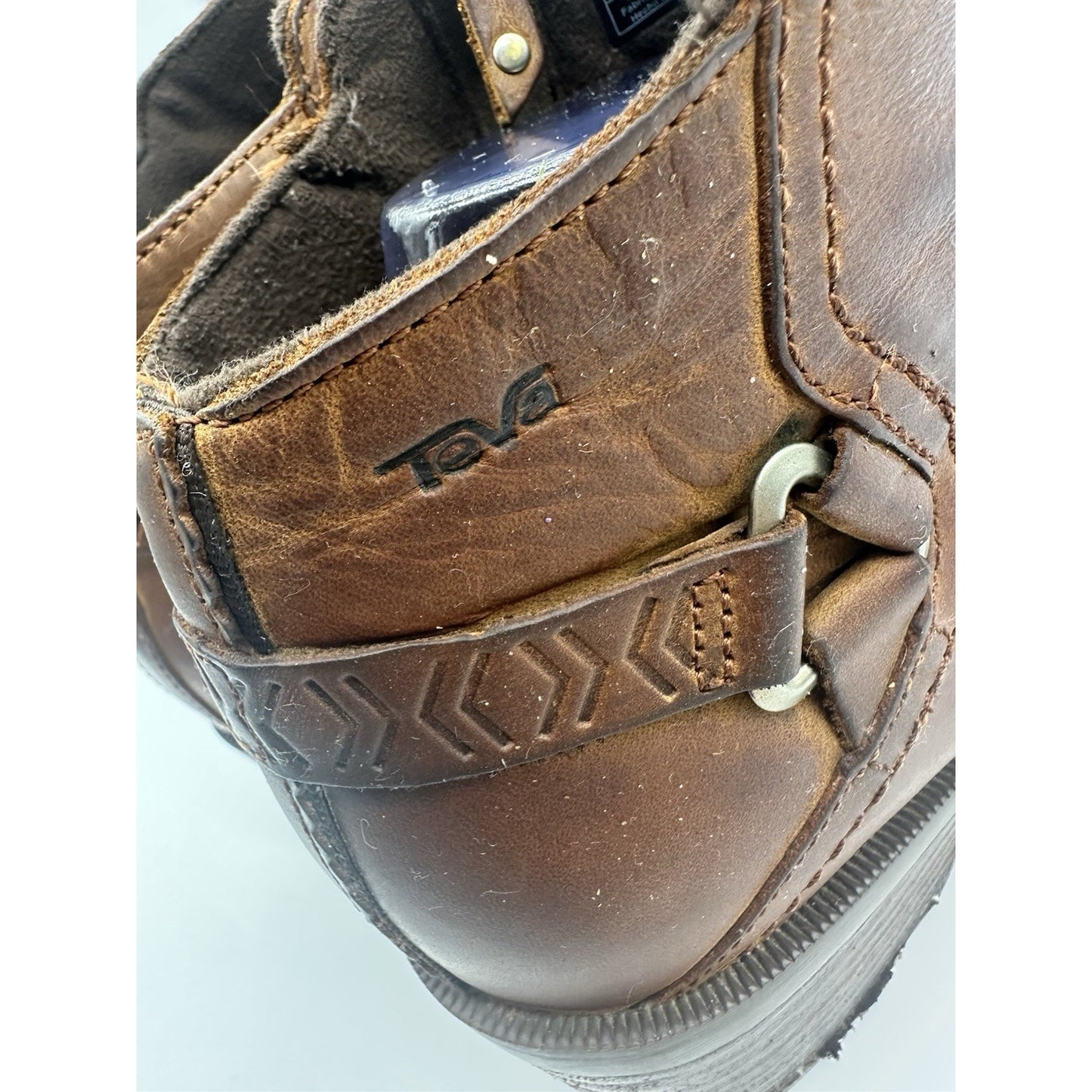 Teva Womens Leather Ankle Side Zip Boots Cognac Size 9.5 Western Southwestern