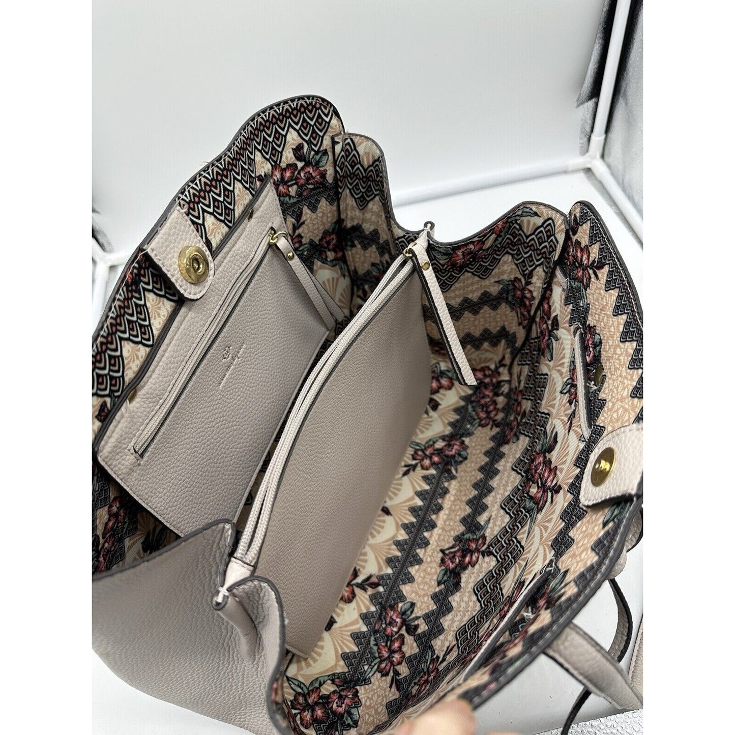 NANETTE LAPORE Light Gray Bowed Shoulder Bag Double Handeled Purse