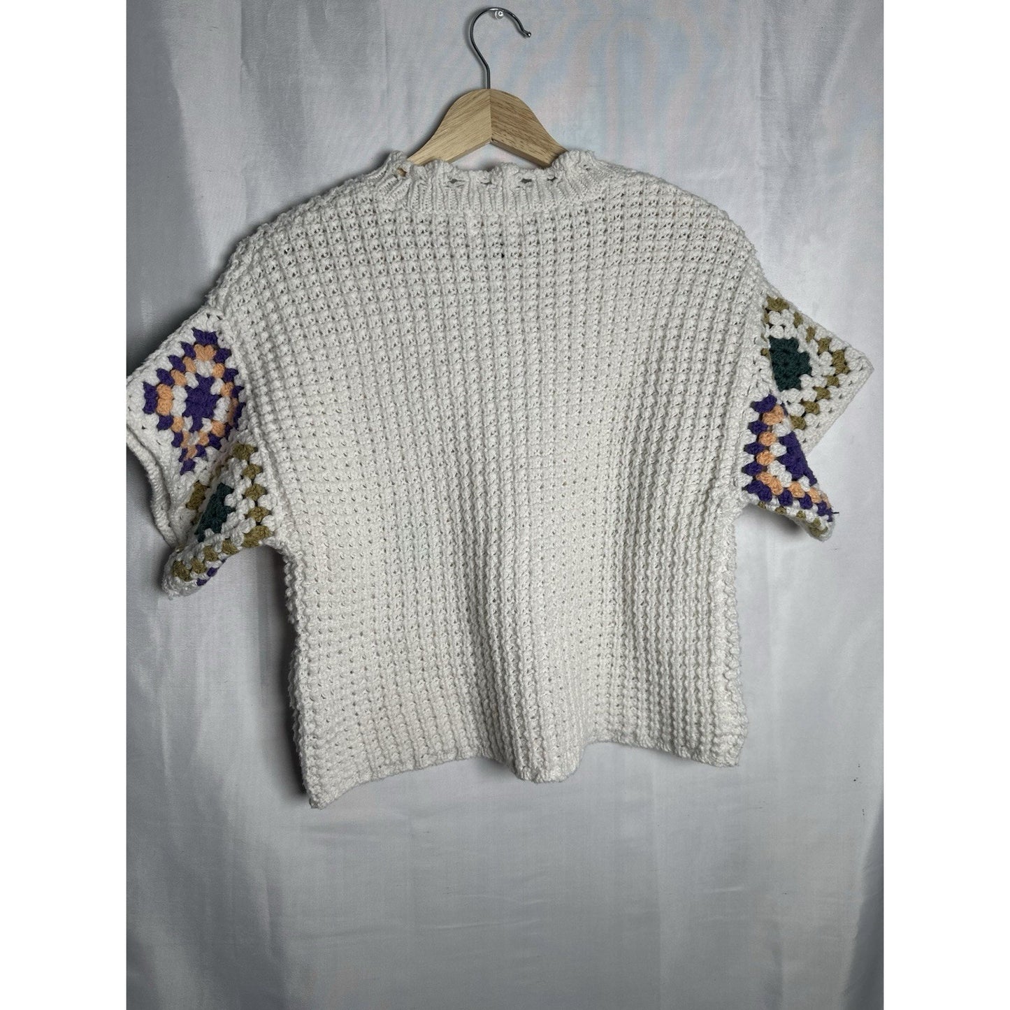 Universal Thread Granny Square Top Womens Sz M Crochet Grannycore Patchwork