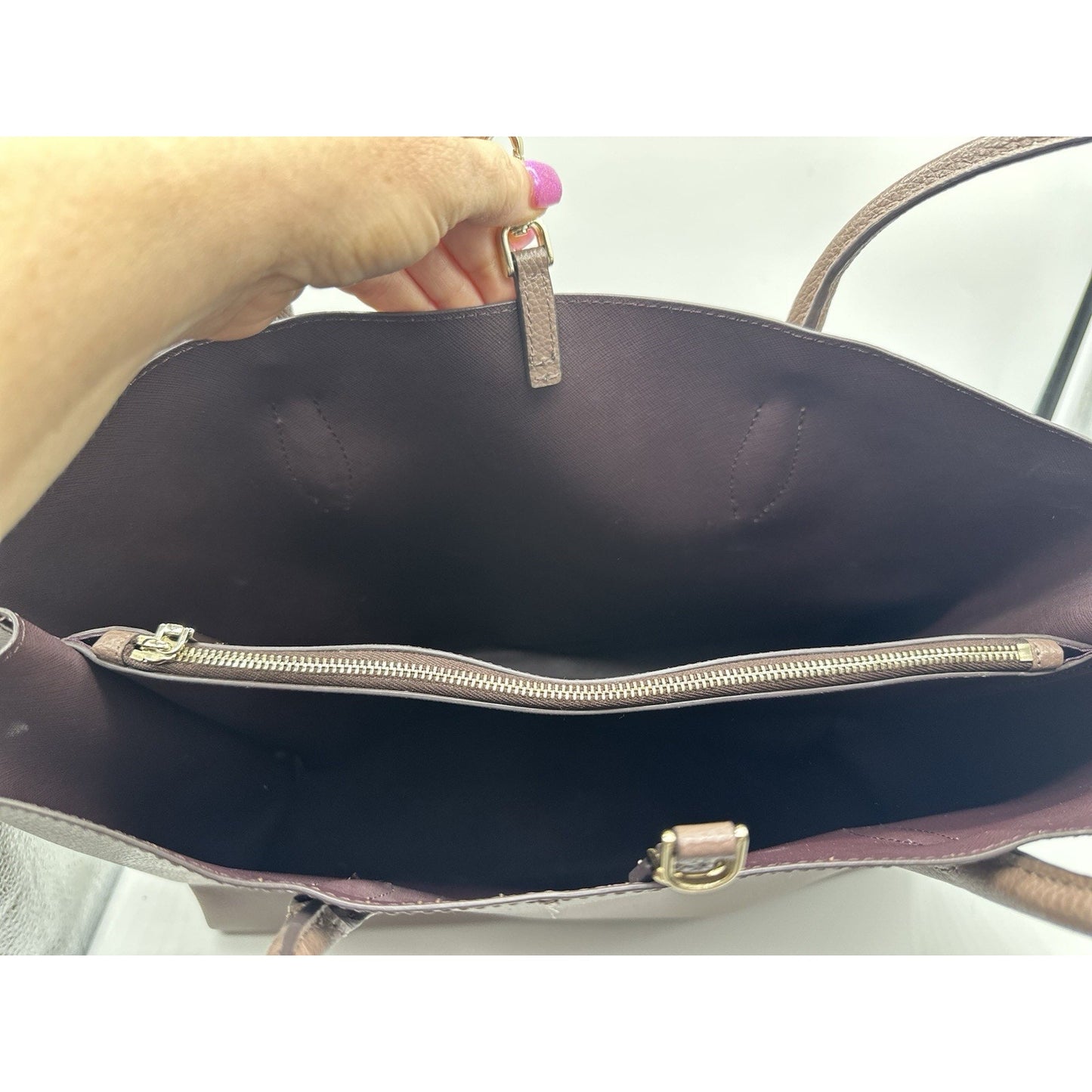 Kate Spade NY Eva Large Leather Tote Shoulder Bag Taupe Careercore ! Orig $449